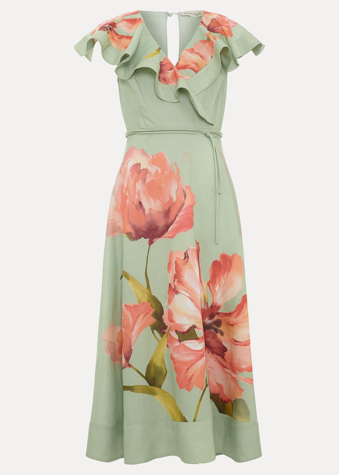 Petite Matilda Green Floral Midi Dress