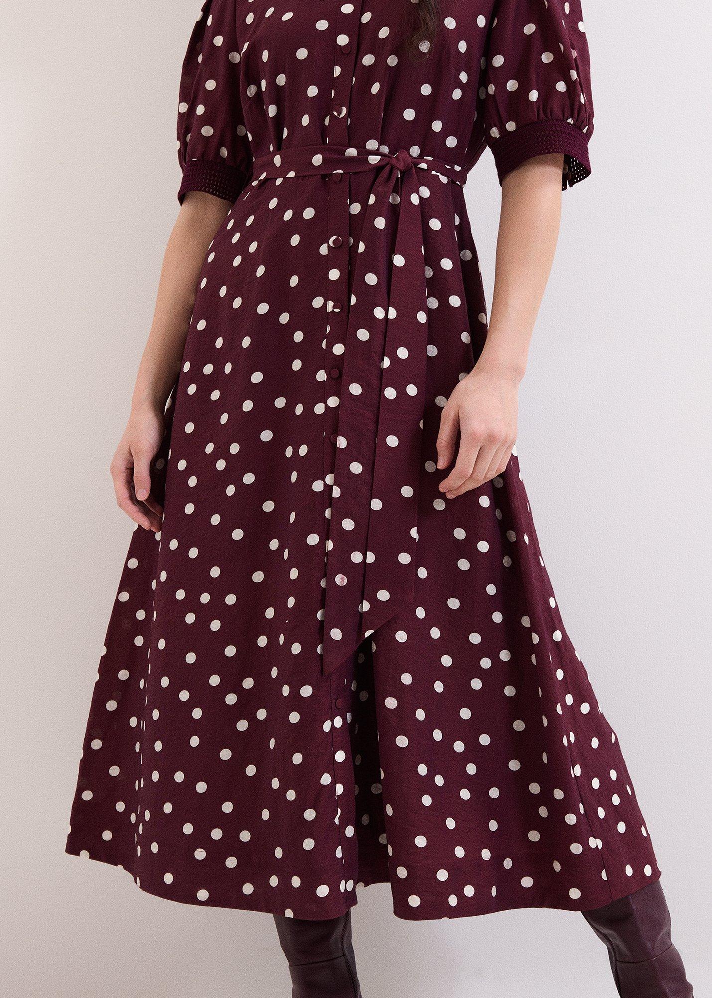 ${product-id}-Delphine Burgundy Spot Midi Dress-Burgundy-${view-type}