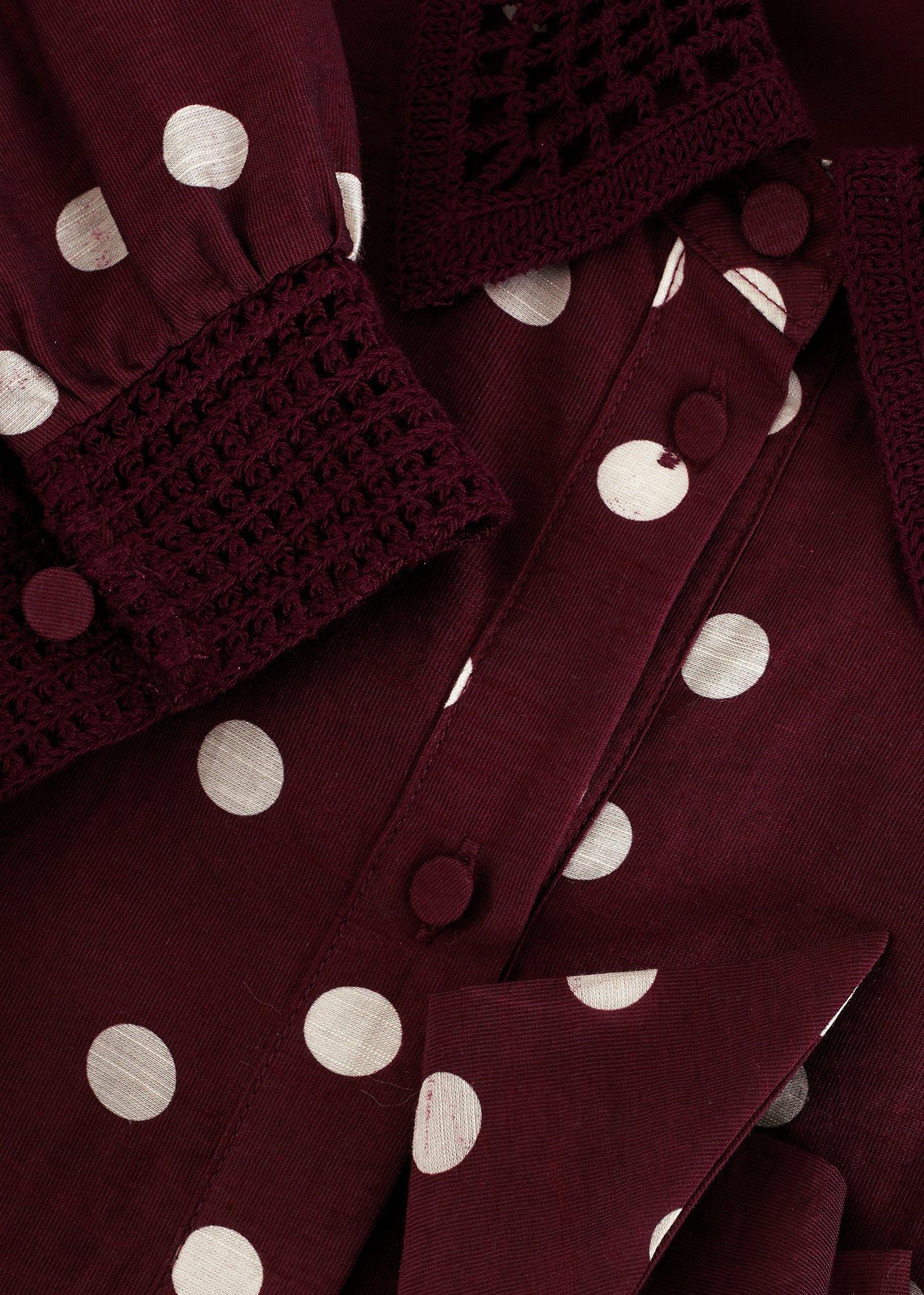 Delphine Burgundy Spot Midi Dress