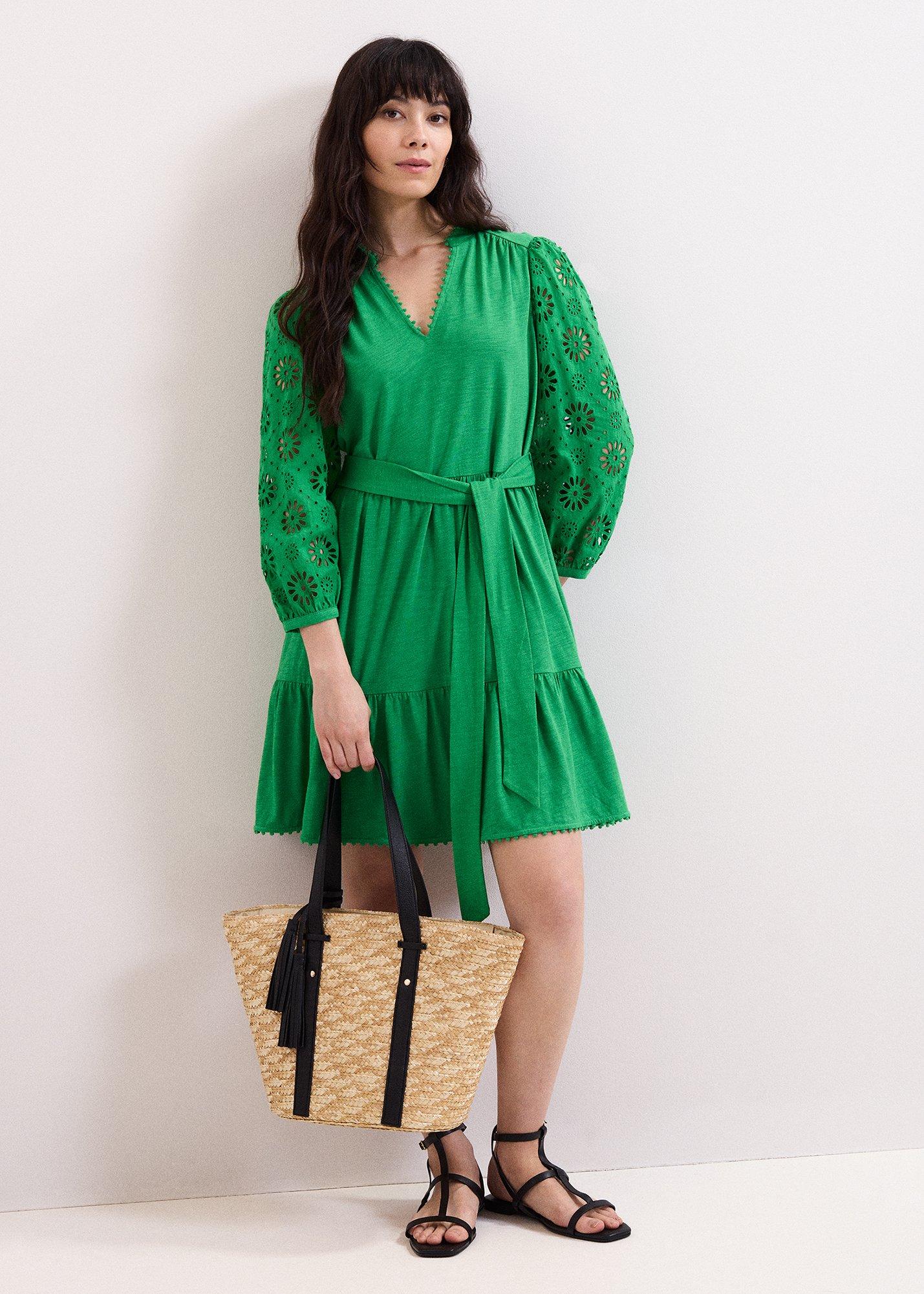 ${product-id}-Florie Green Tie Waist Swing Dress-Green-${view-type}
