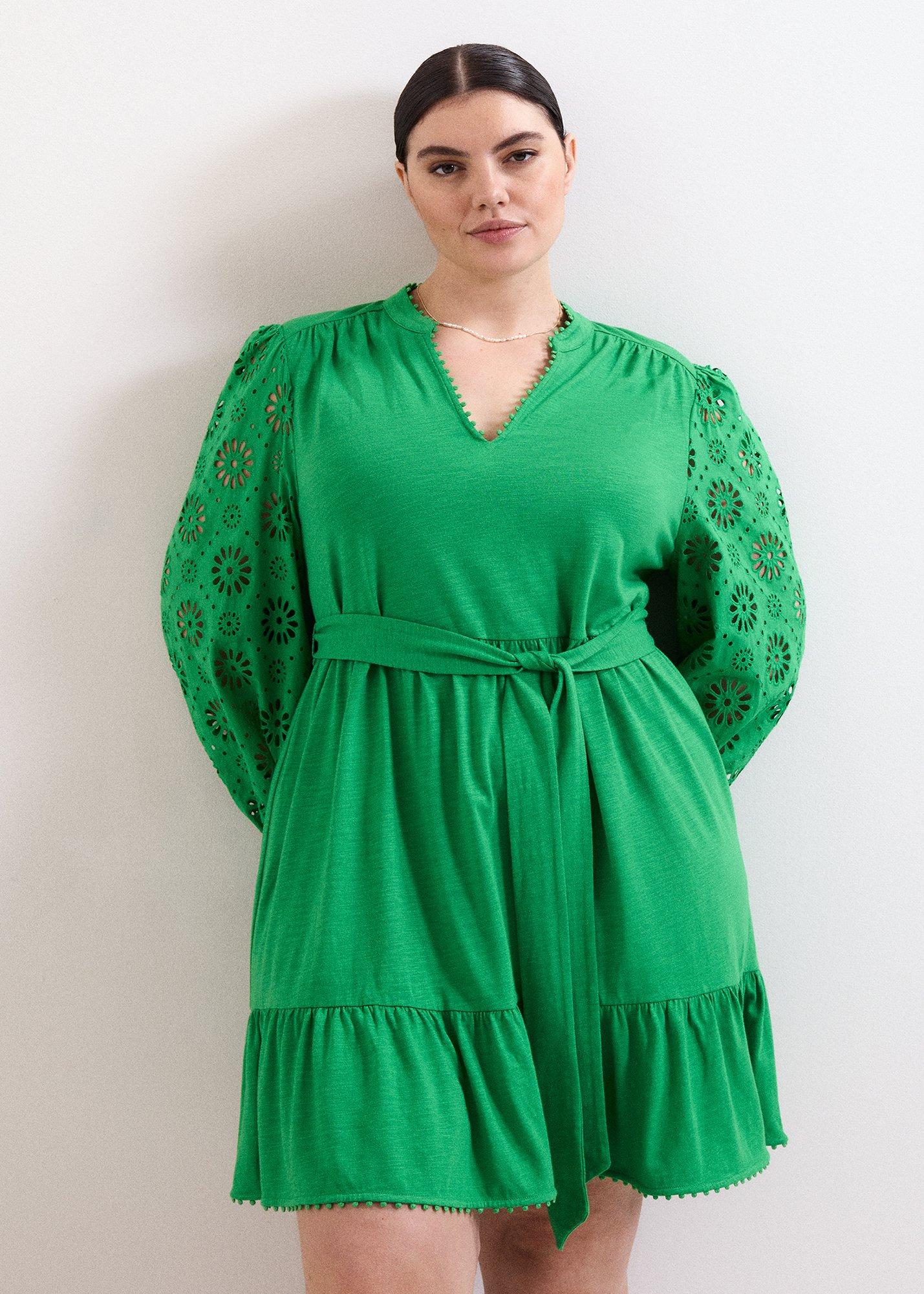 ${product-id}-Florie Green Tie Waist Swing Dress-Green-${view-type}