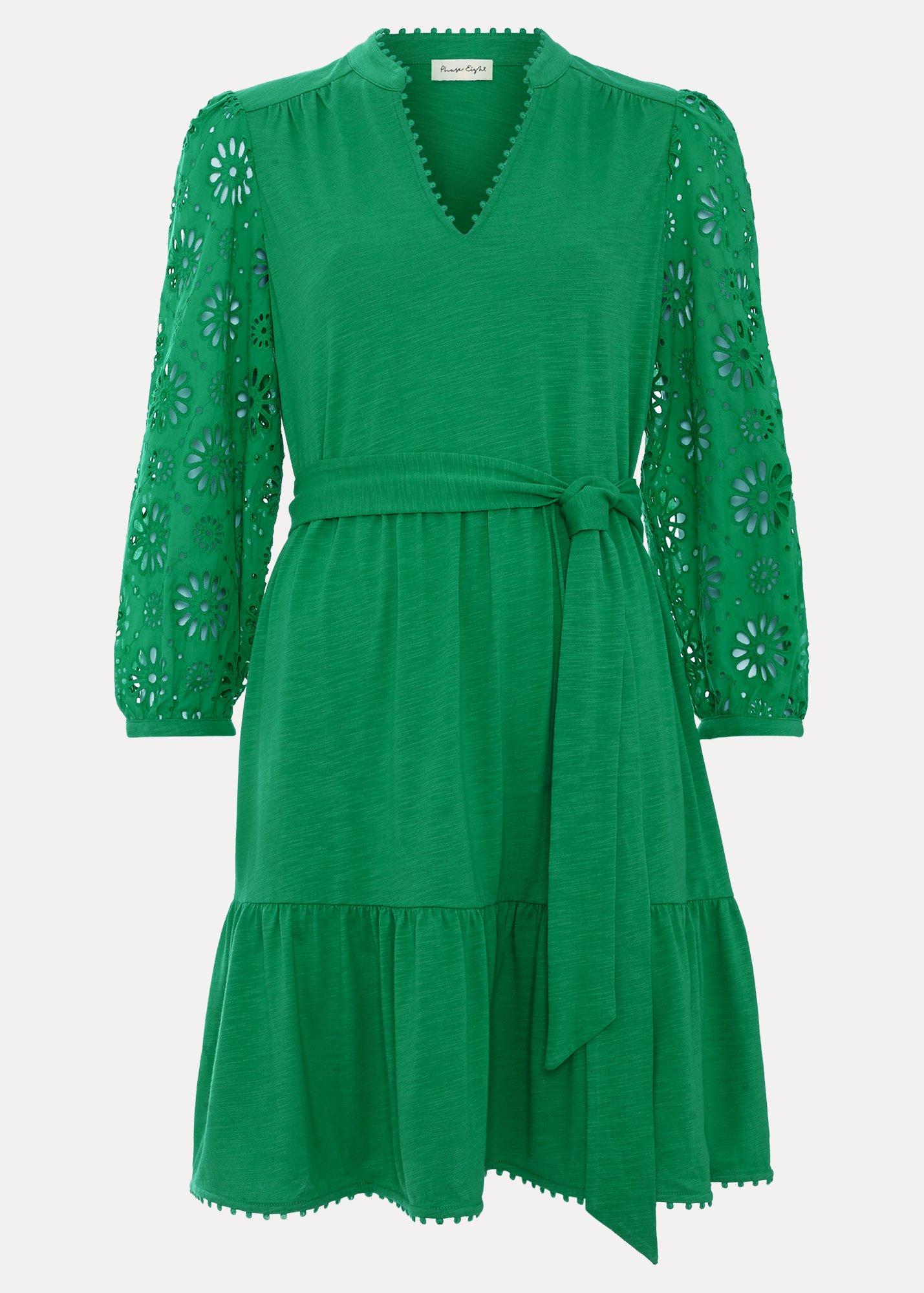 ${product-id}-Florie Green Tie Waist Swing Dress-Green-${view-type}