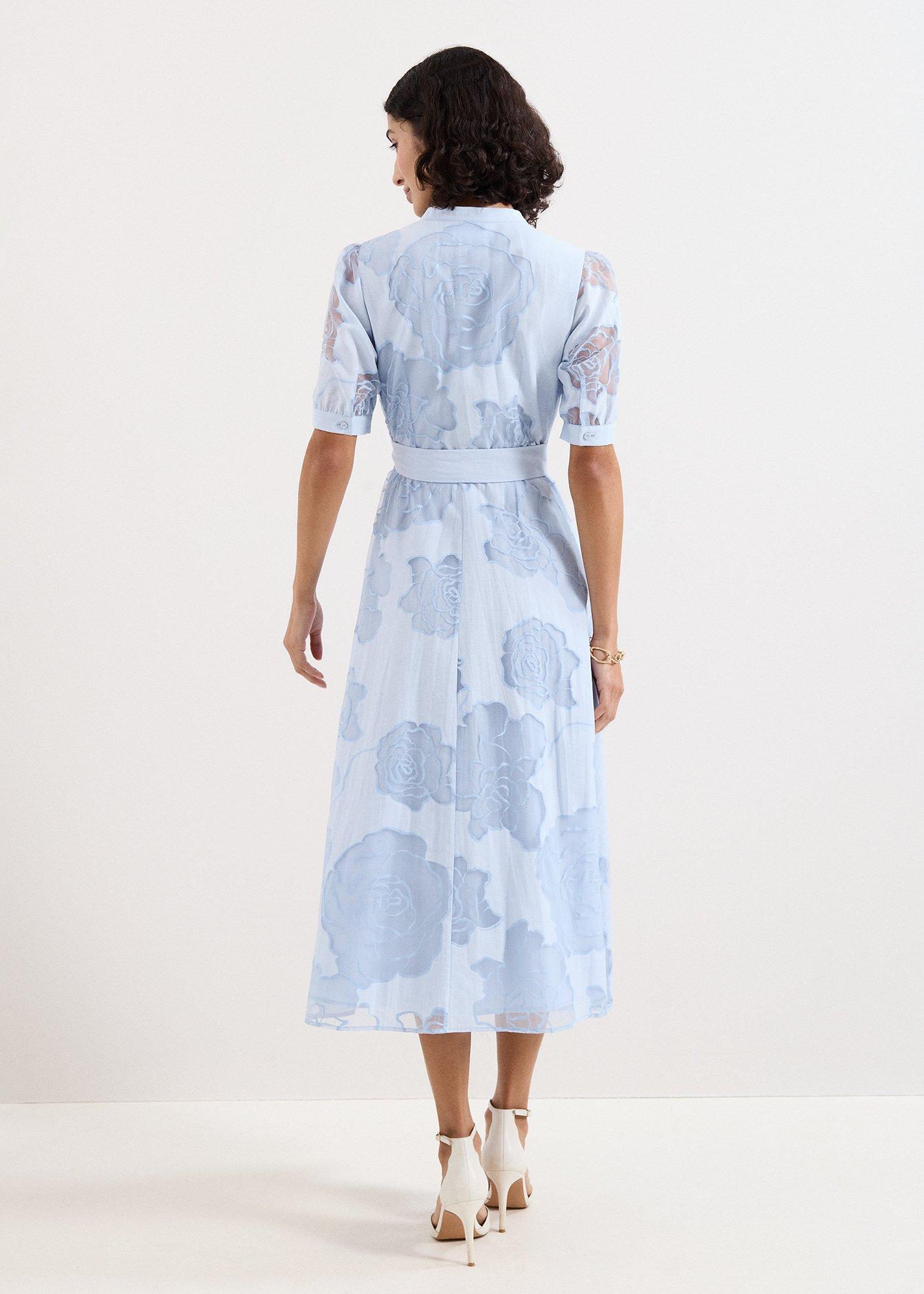 Queenie Blue Floral Swing Dress
