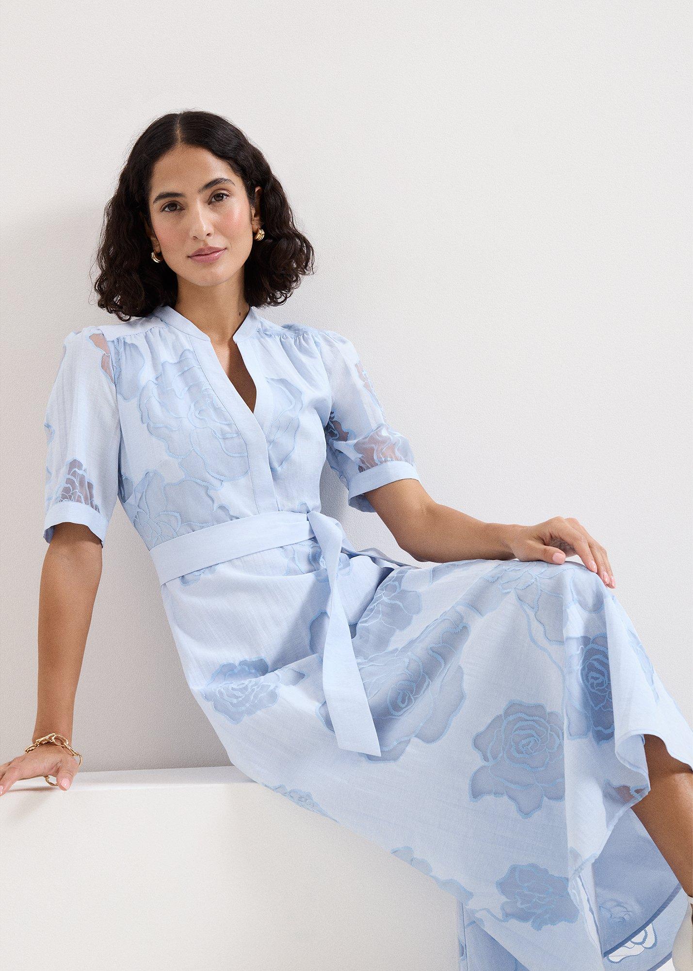 Queenie Blue Floral Swing Dress