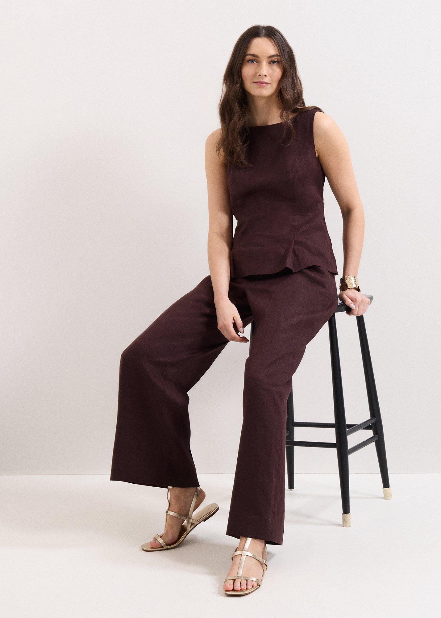 Petite Zoey Linen Wide Leg Trousers