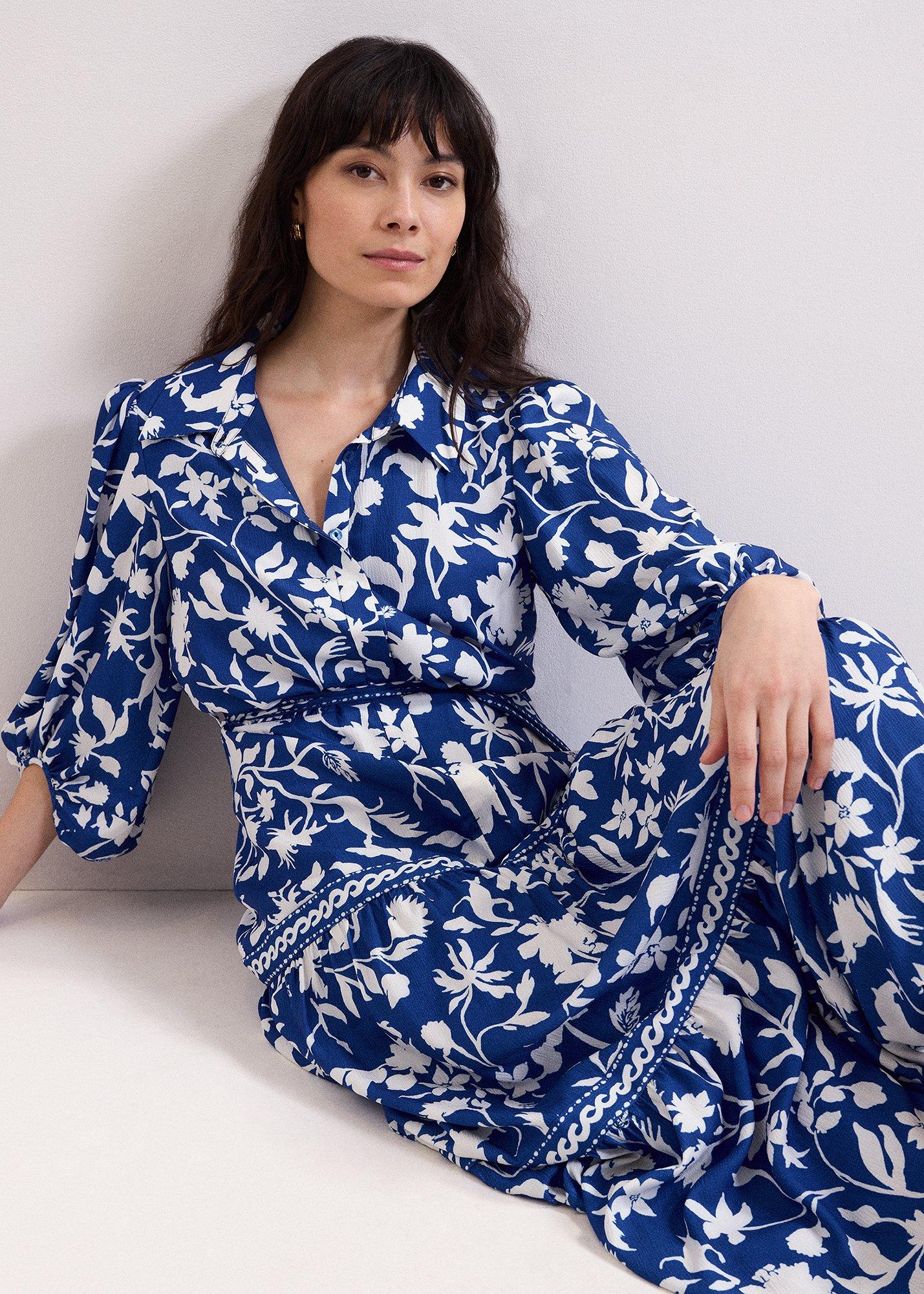 Petite Coralie Blue Midi Shirt Dress