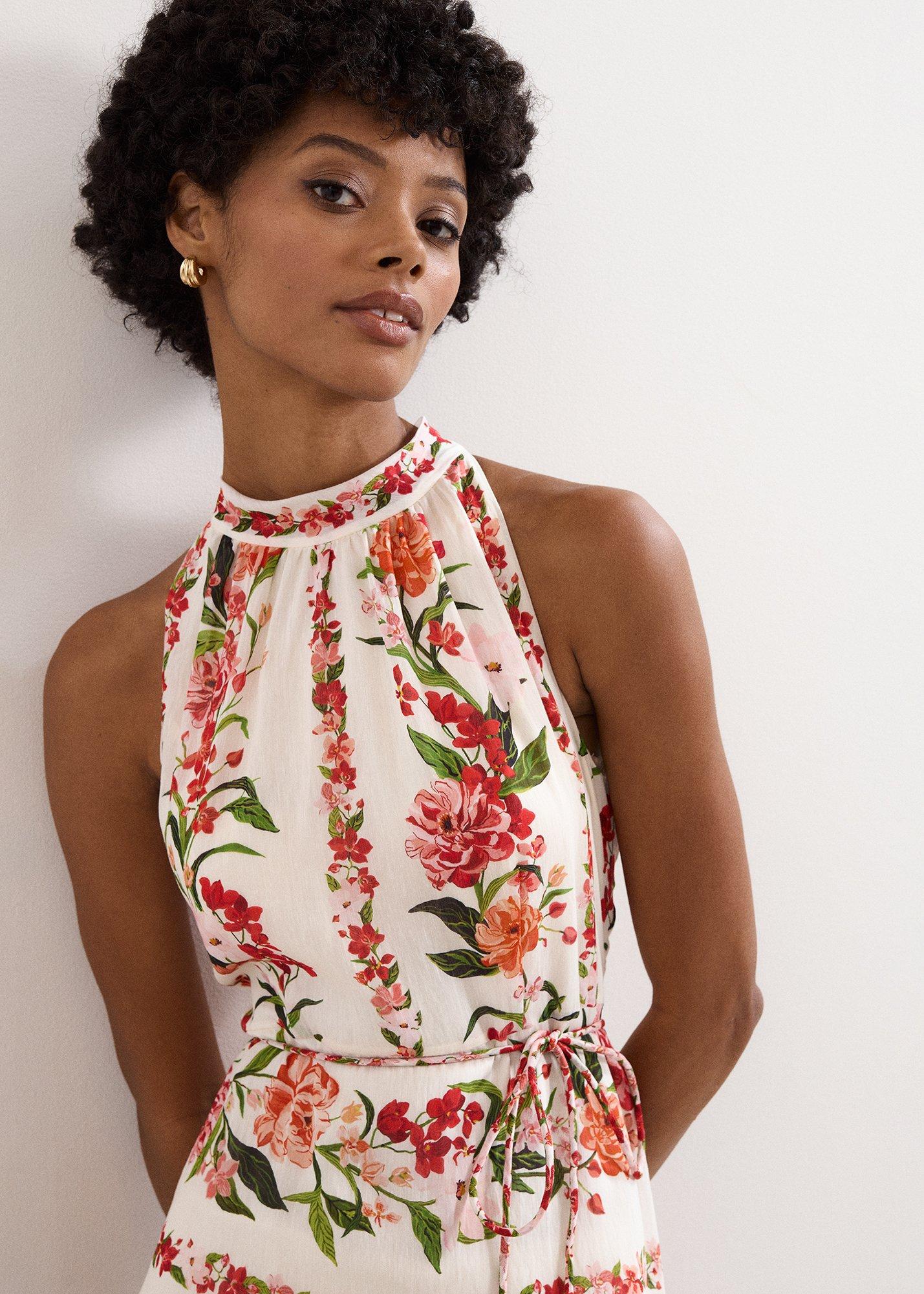 Nita Cream Floral Tiered Maxi Dress