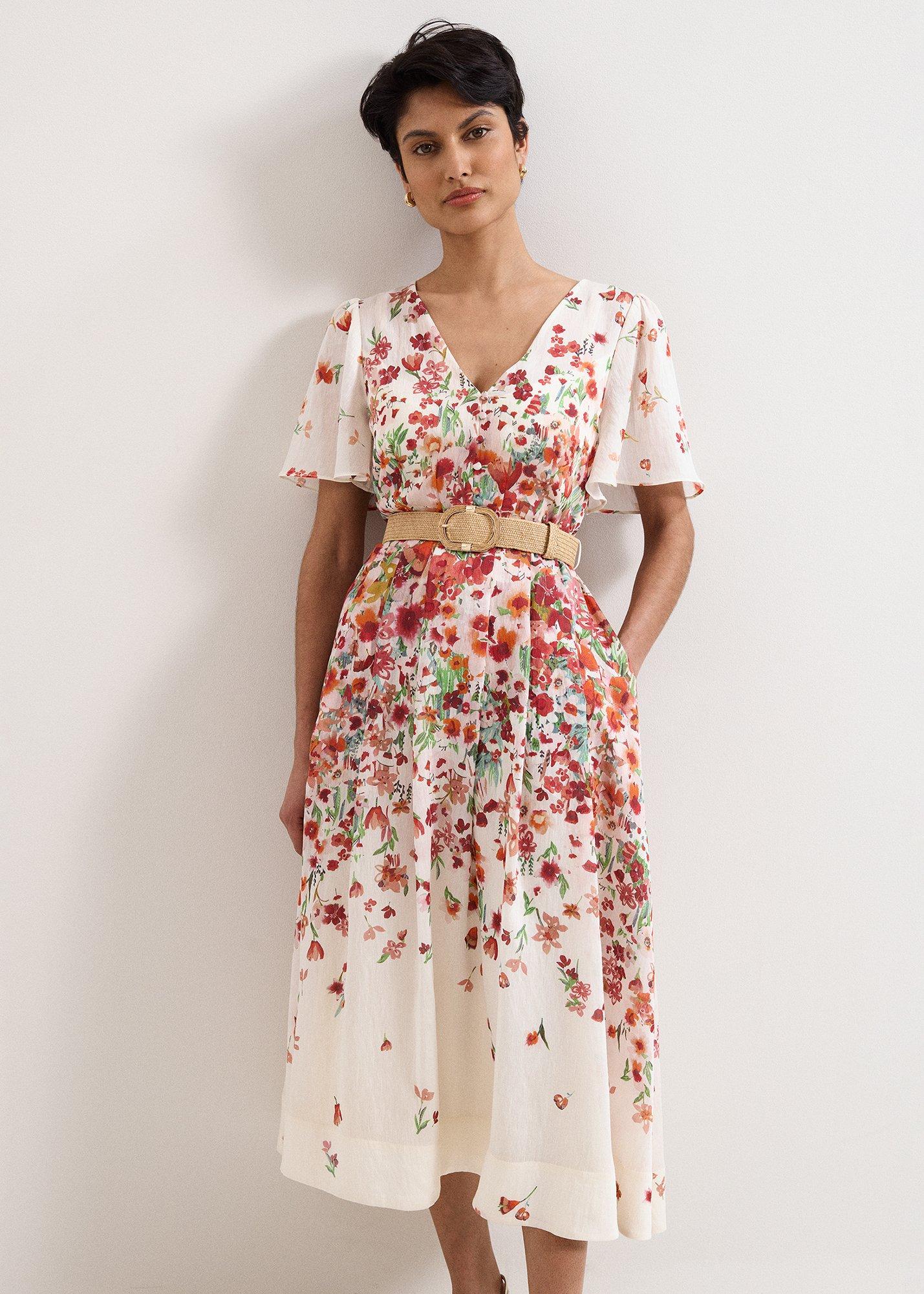 Lovette Cream Floral Midi Dress