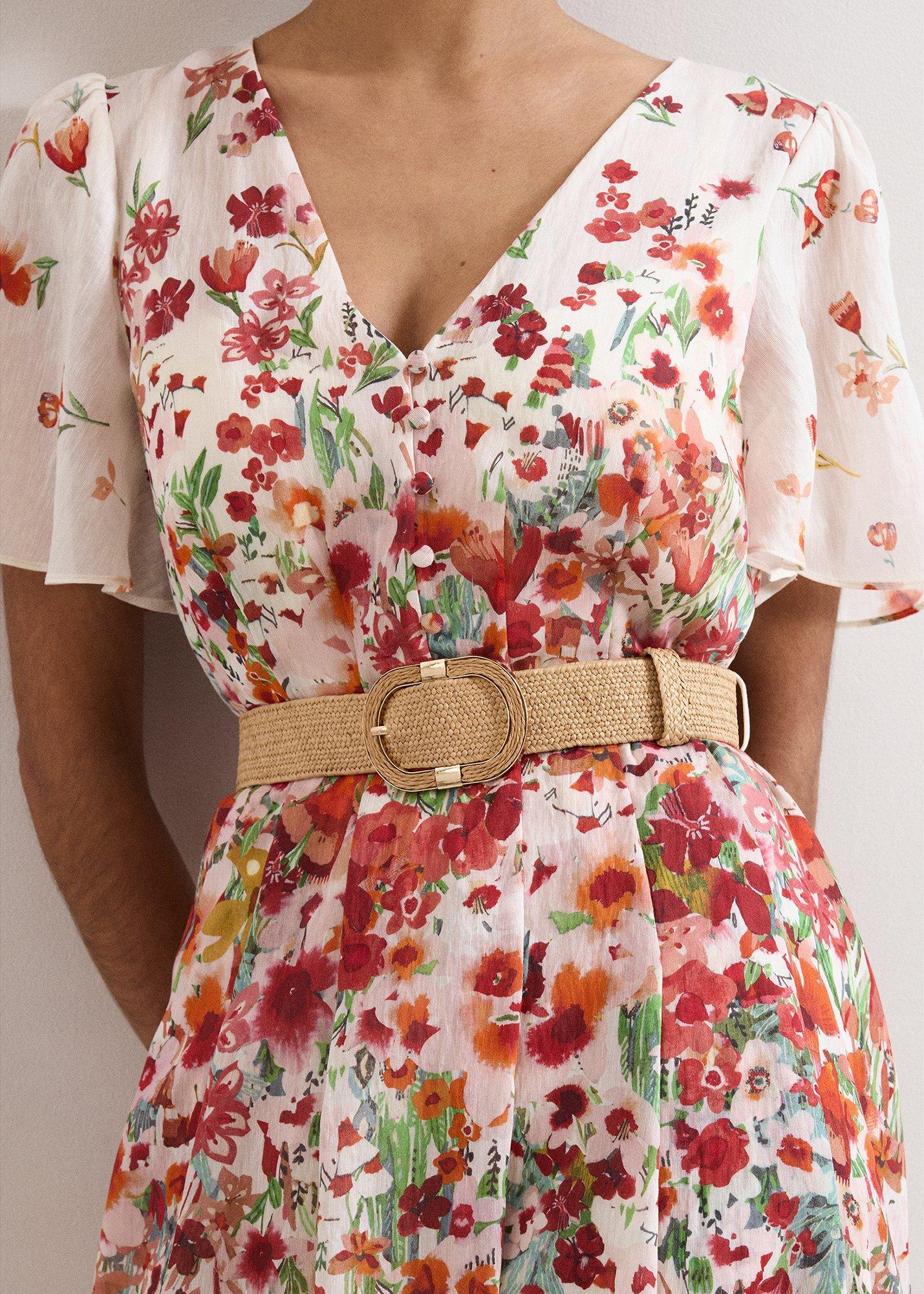 Lovette Cream Floral Midi Dress