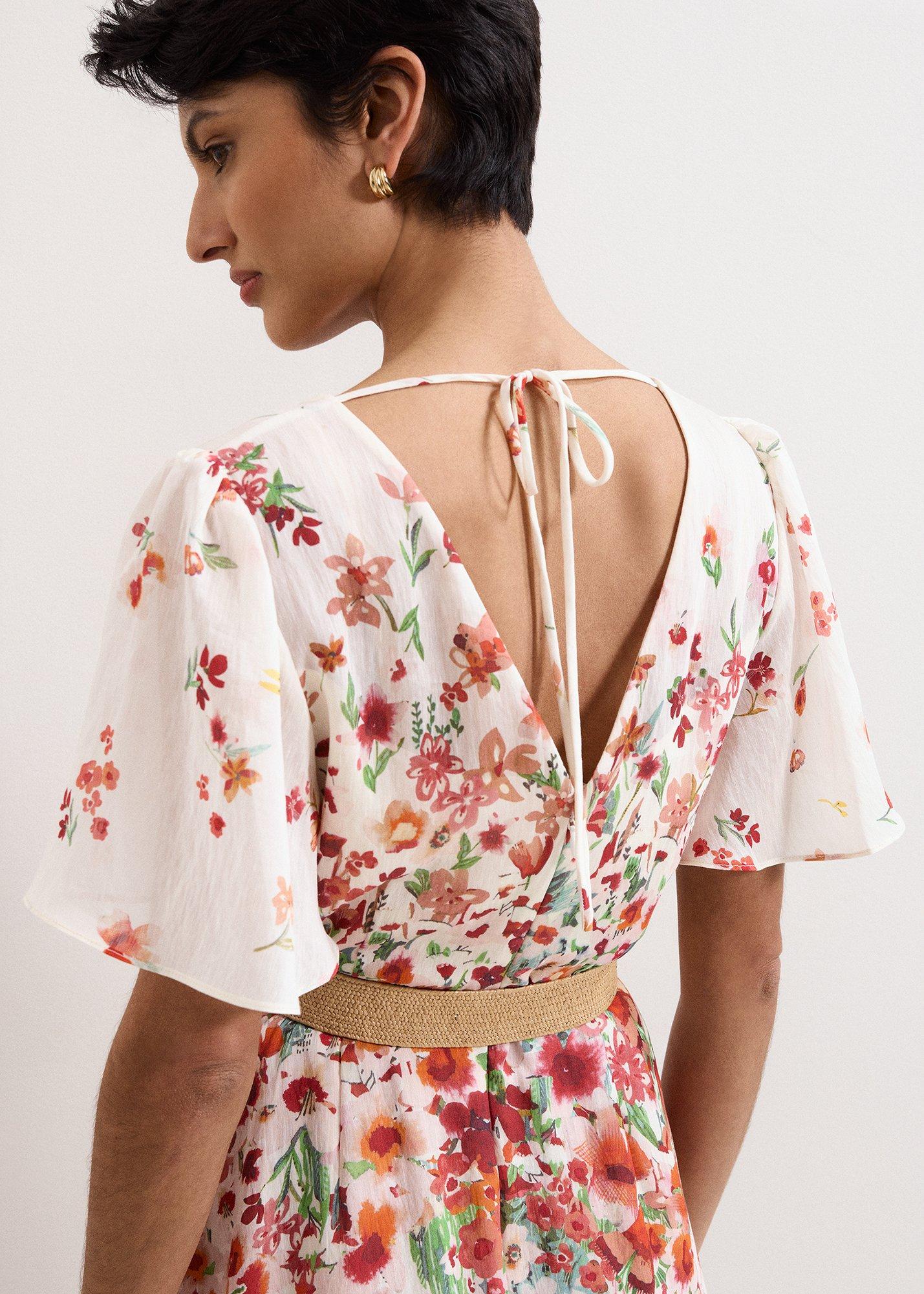 Lovette Cream Floral Midi Dress