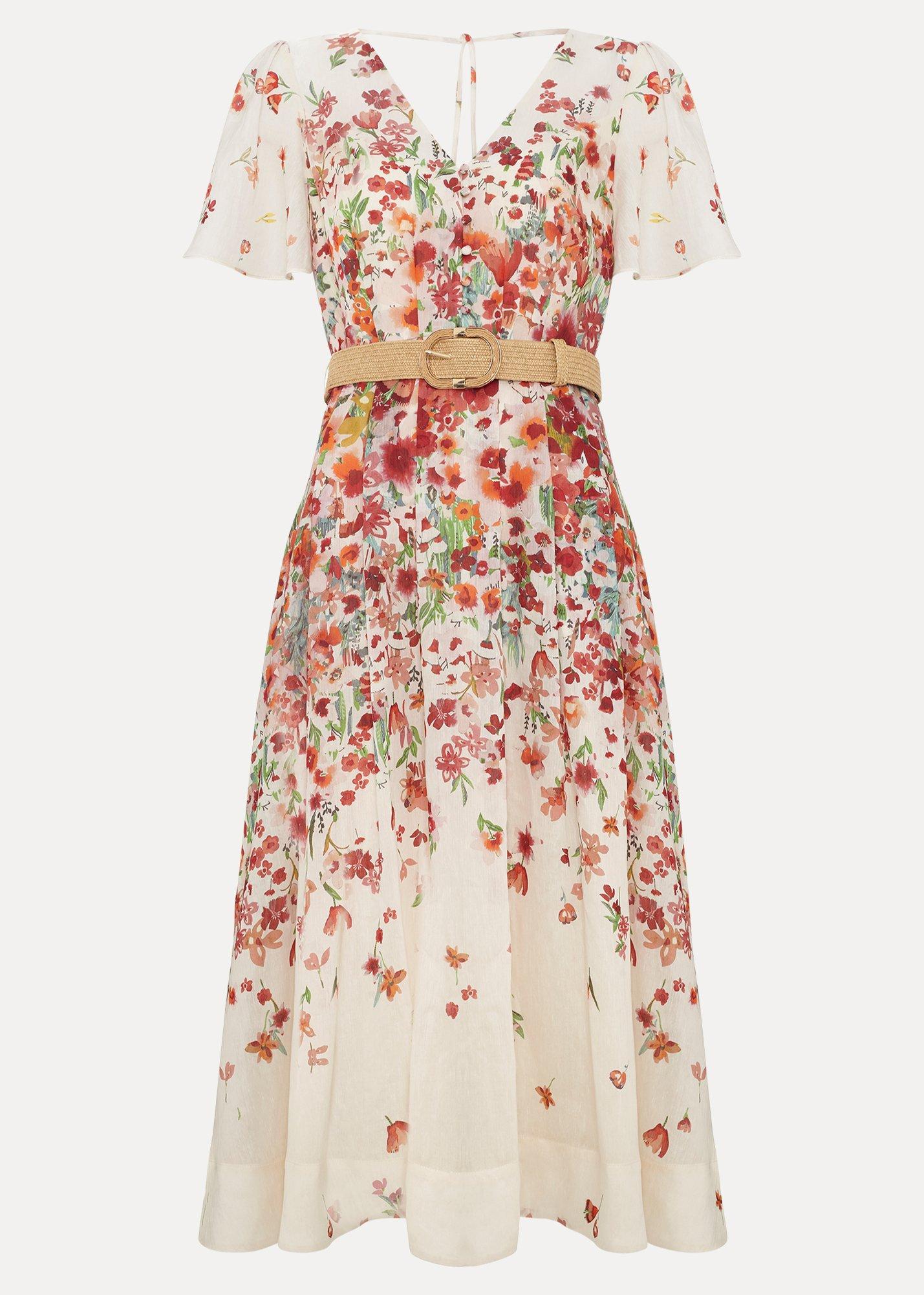 Lovette Cream Floral Midi Dress