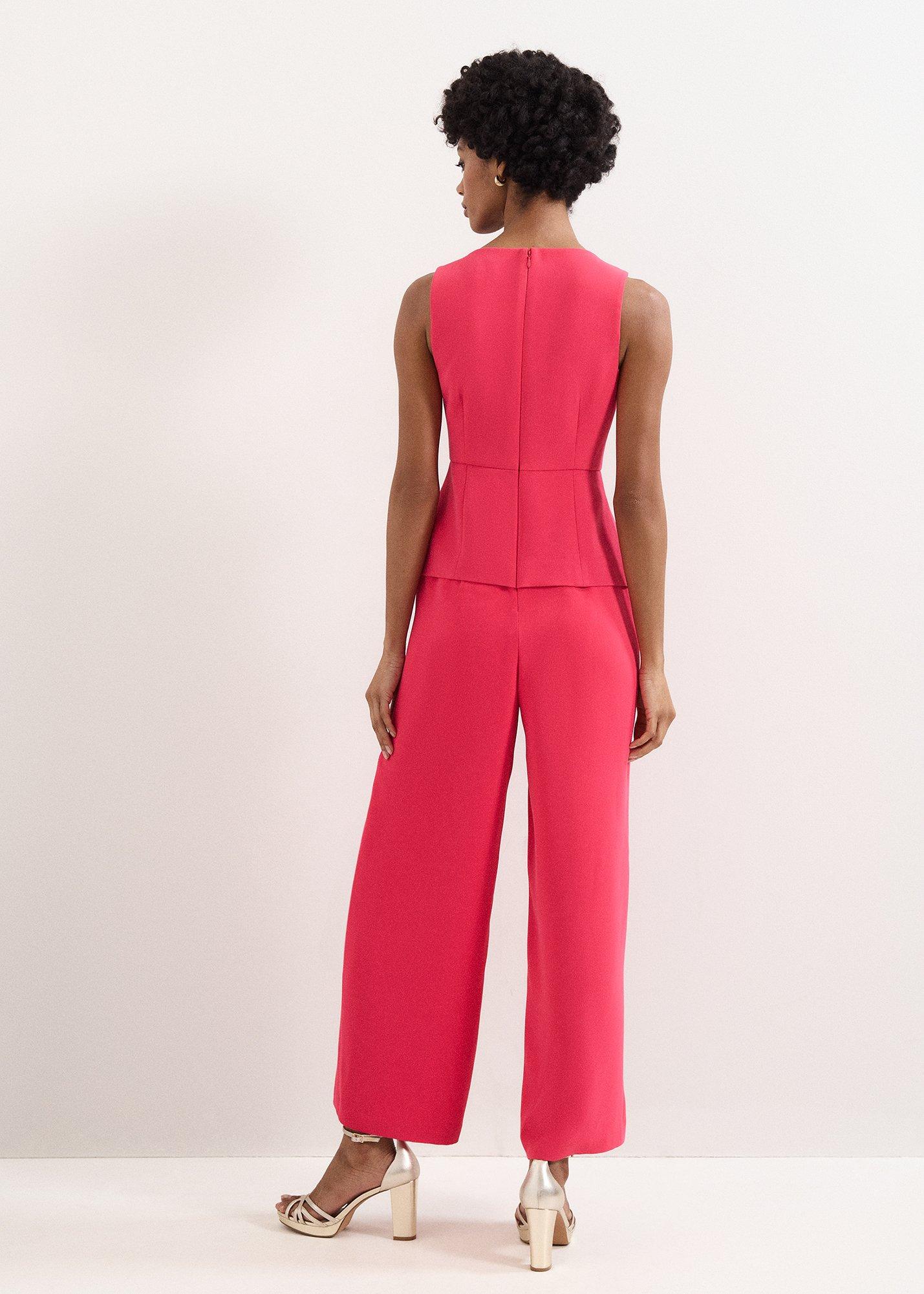 Jovelle Pink Peplum Wide Leg Jumpsuit
