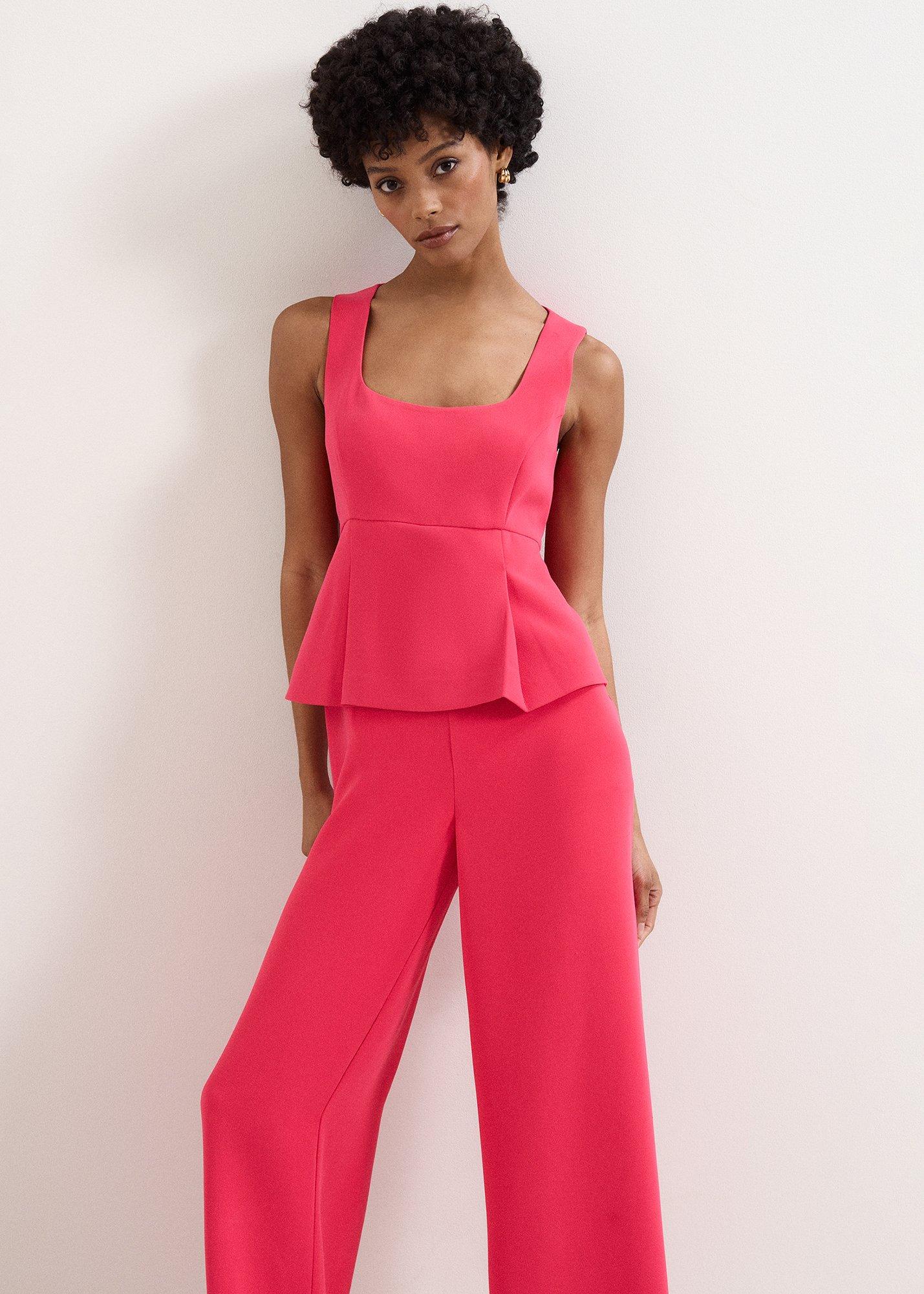 Jovelle Pink Peplum Wide Leg Jumpsuit