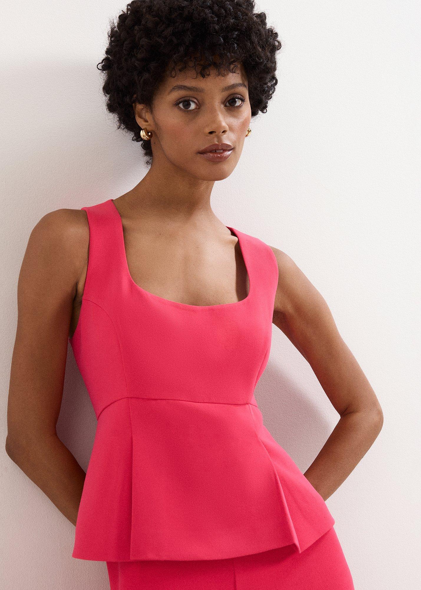 Jovelle Pink Peplum Wide Leg Jumpsuit