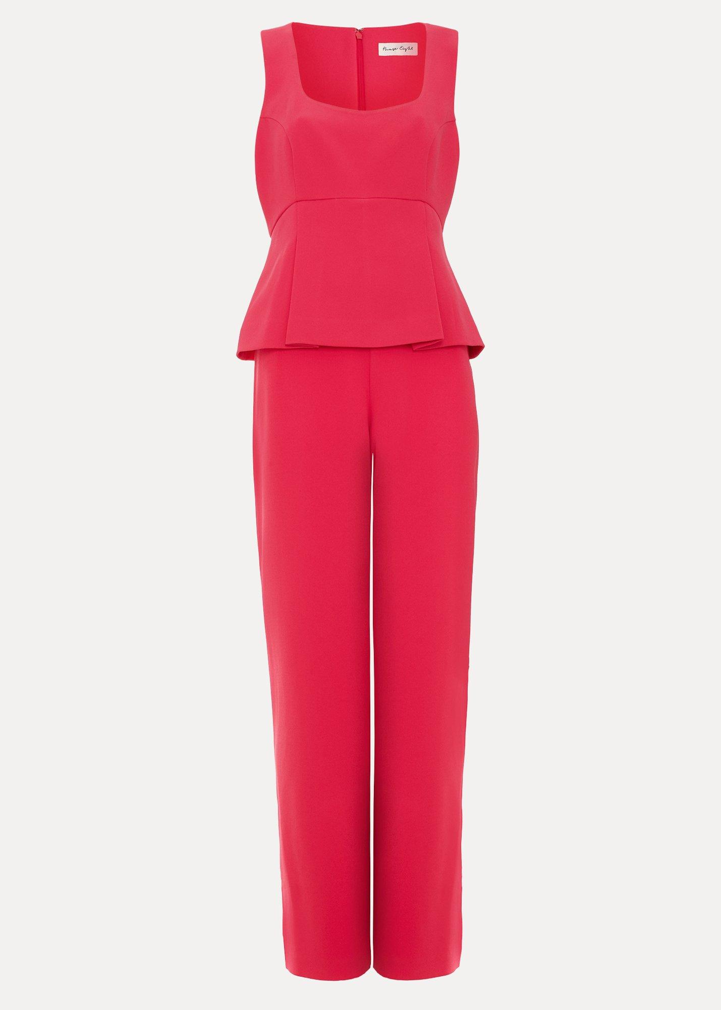 Jovelle Pink Peplum Wide Leg Jumpsuit