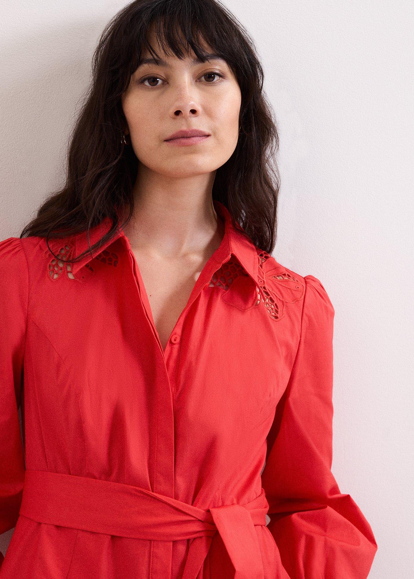 ${product-id}-Kim Red Floral Cutwork Shirt Midi Dress-Red-${view-type}