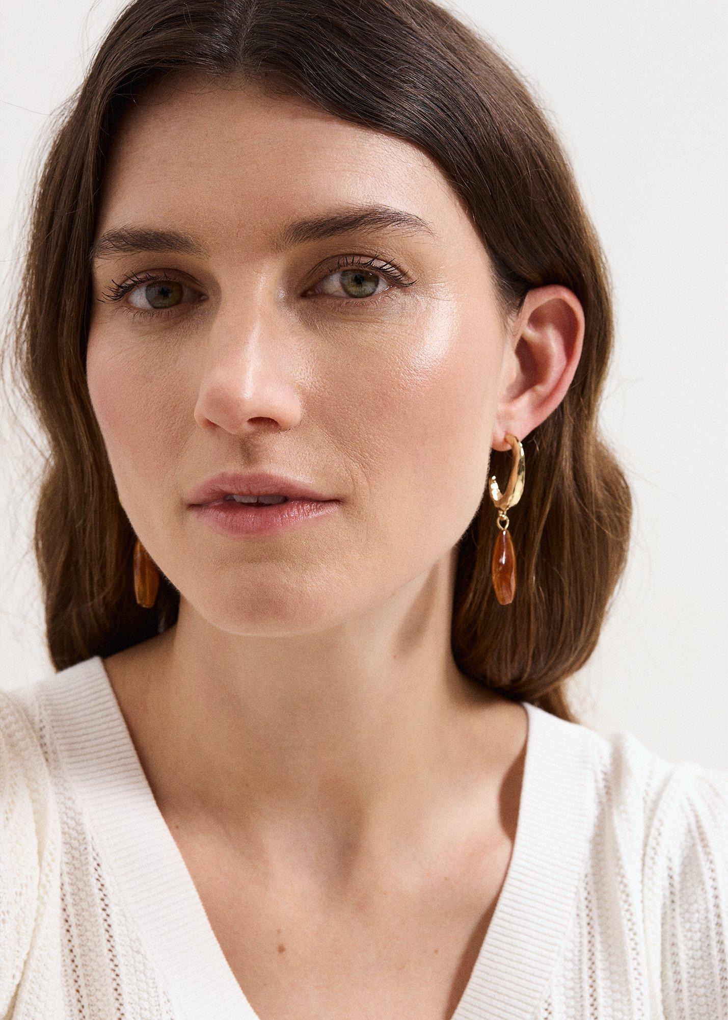 ${product-id}-Drop Stone Earrings-Brown-${view-type}