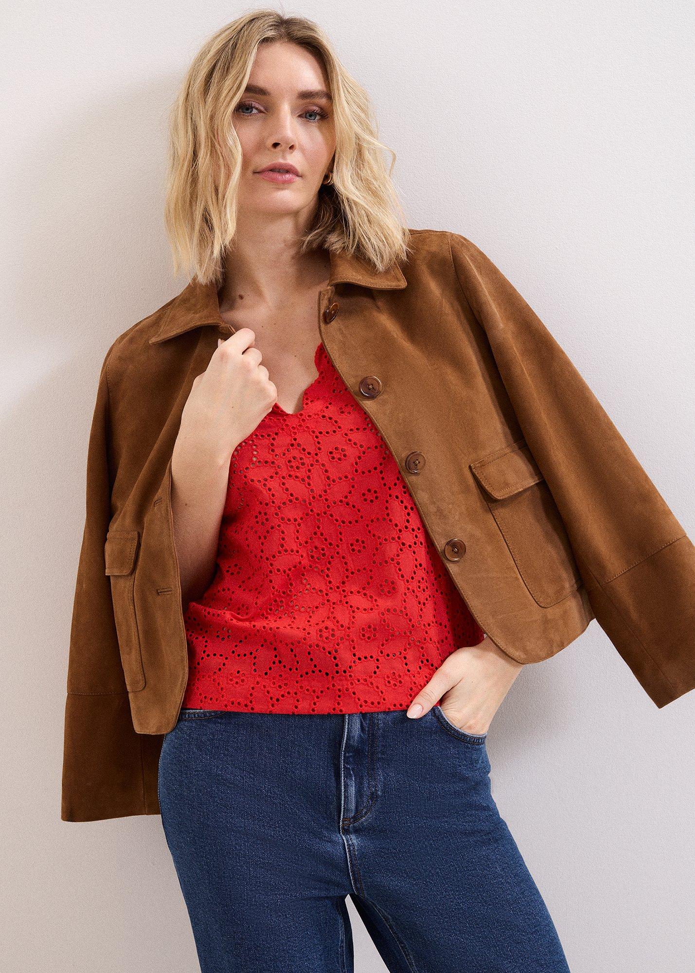 Freya Red Broderie Scallop T Shirt