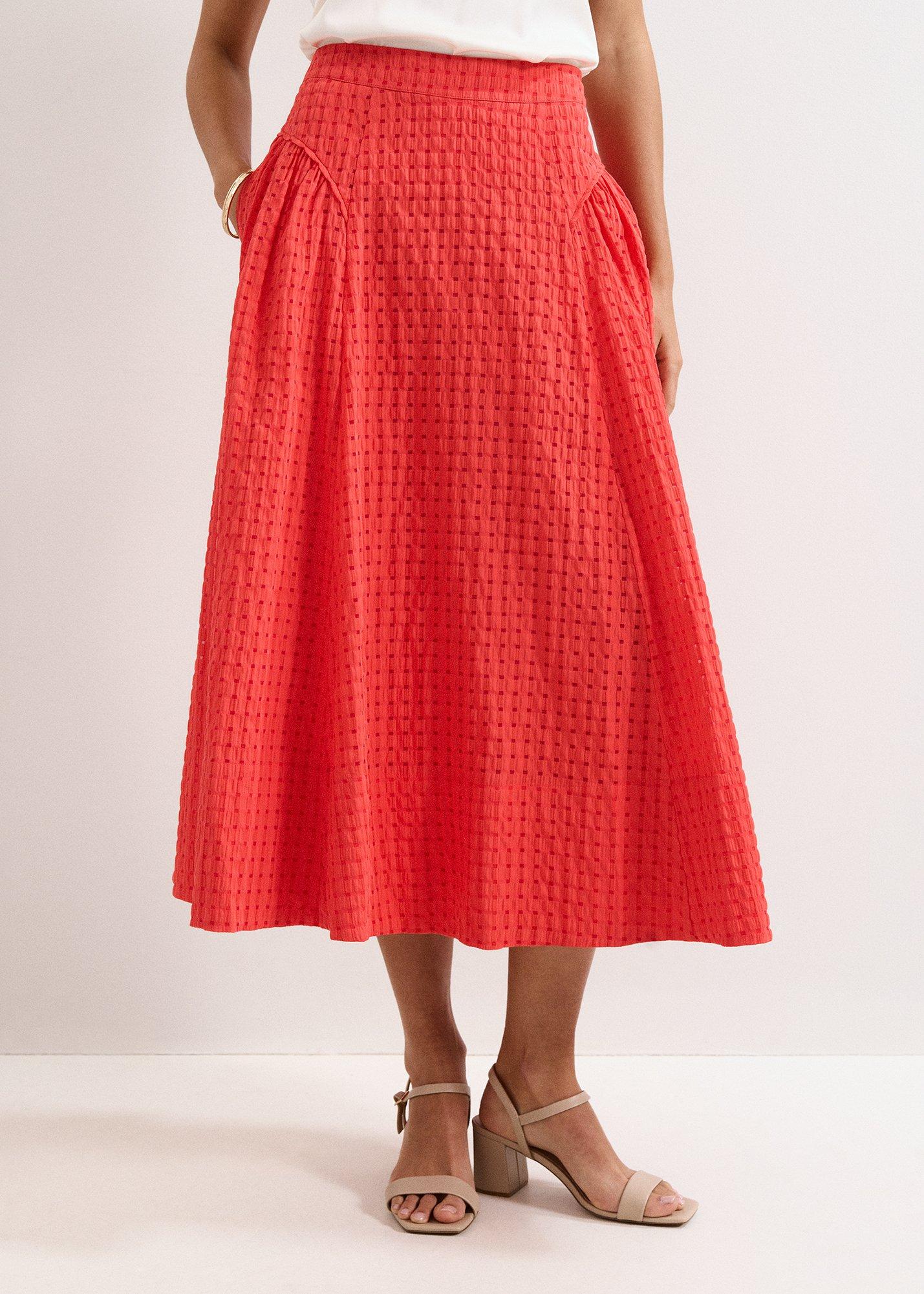 Carey Red Check A Line Skirt 