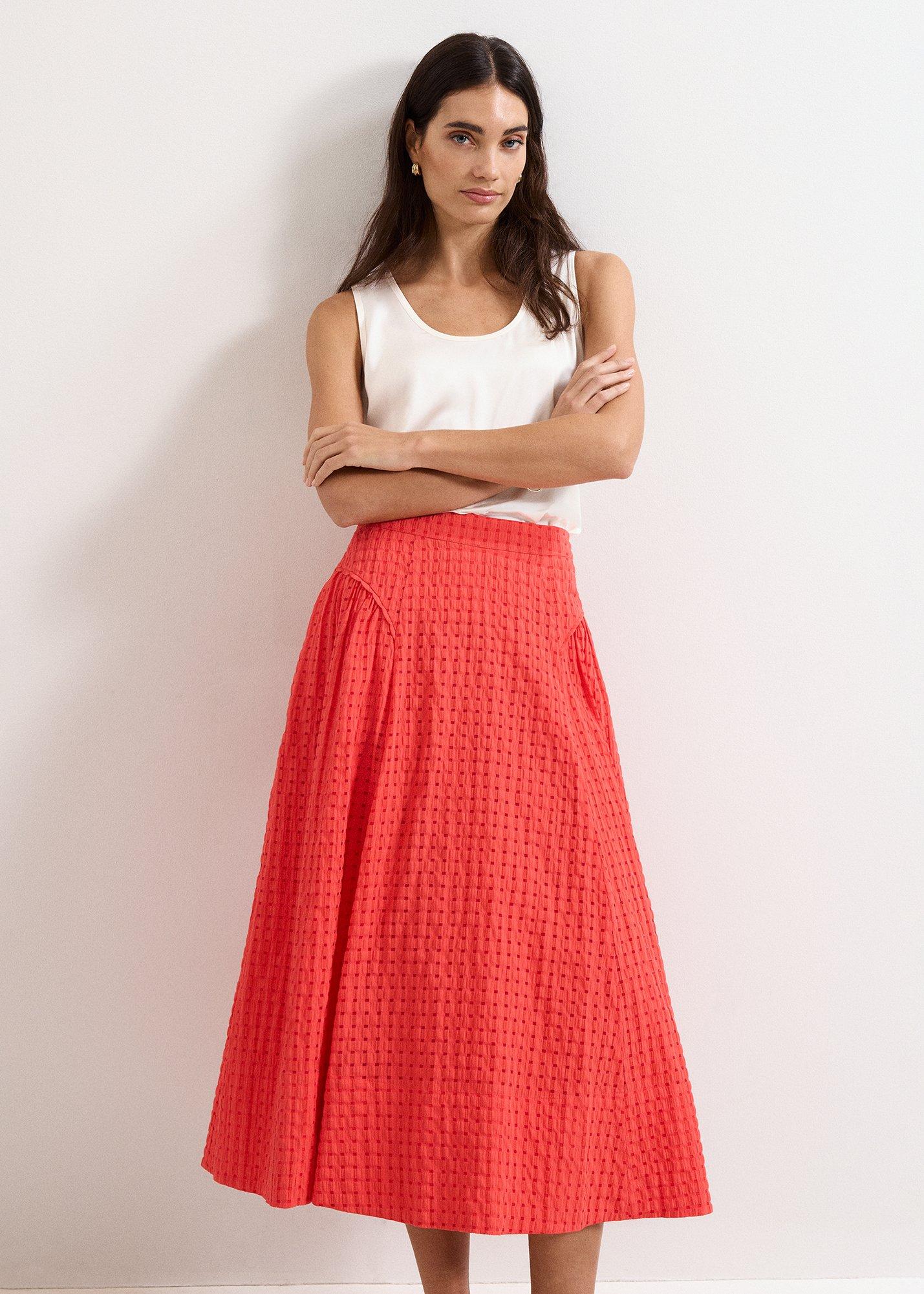 Carey Red Check A Line Skirt 