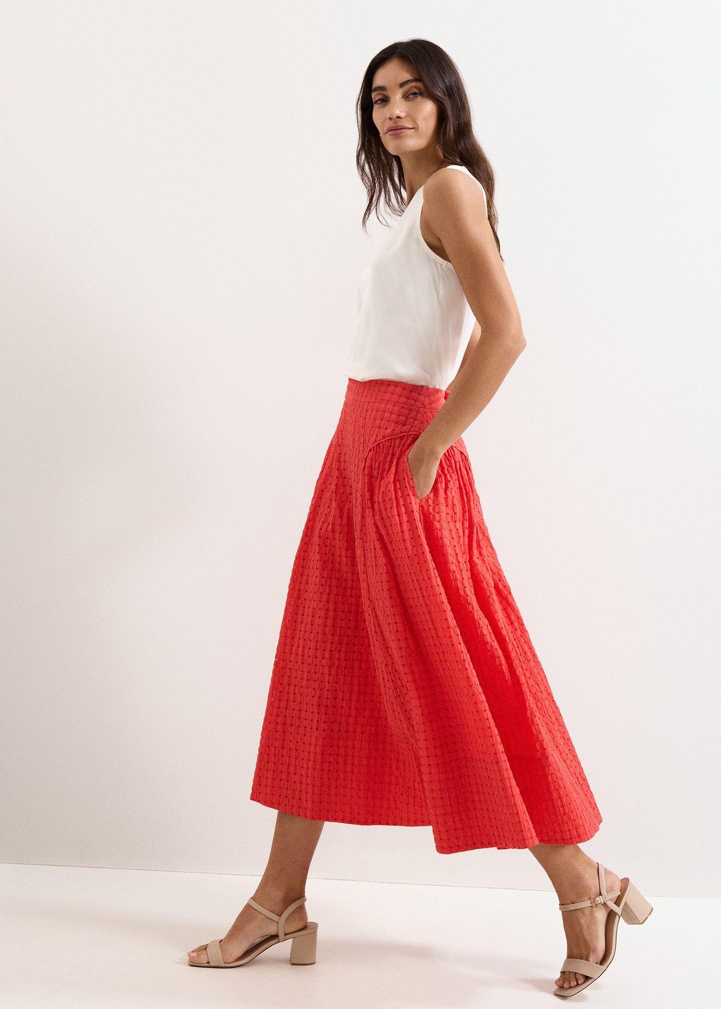 Carey Red Check A Line Skirt 