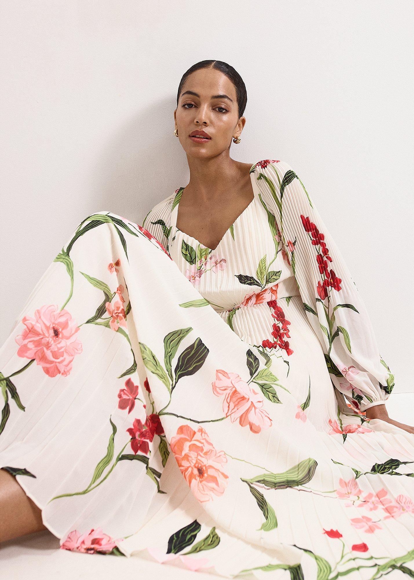 Reanna Floral Pleated Maxi Dress