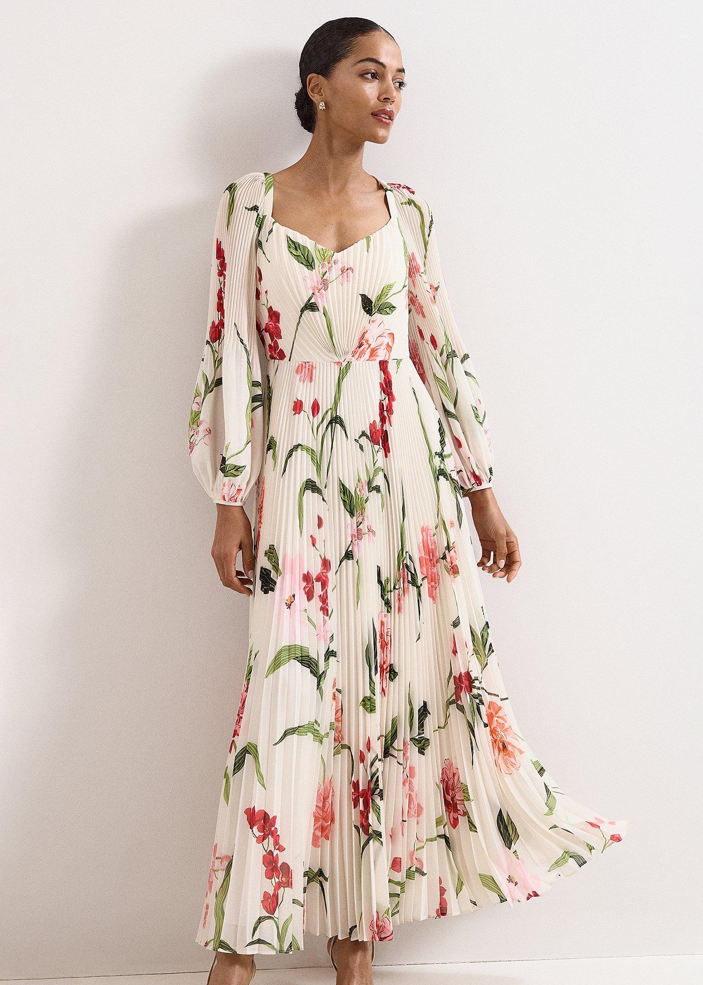 Petite Reanna Floral Pleated Maxi Dress