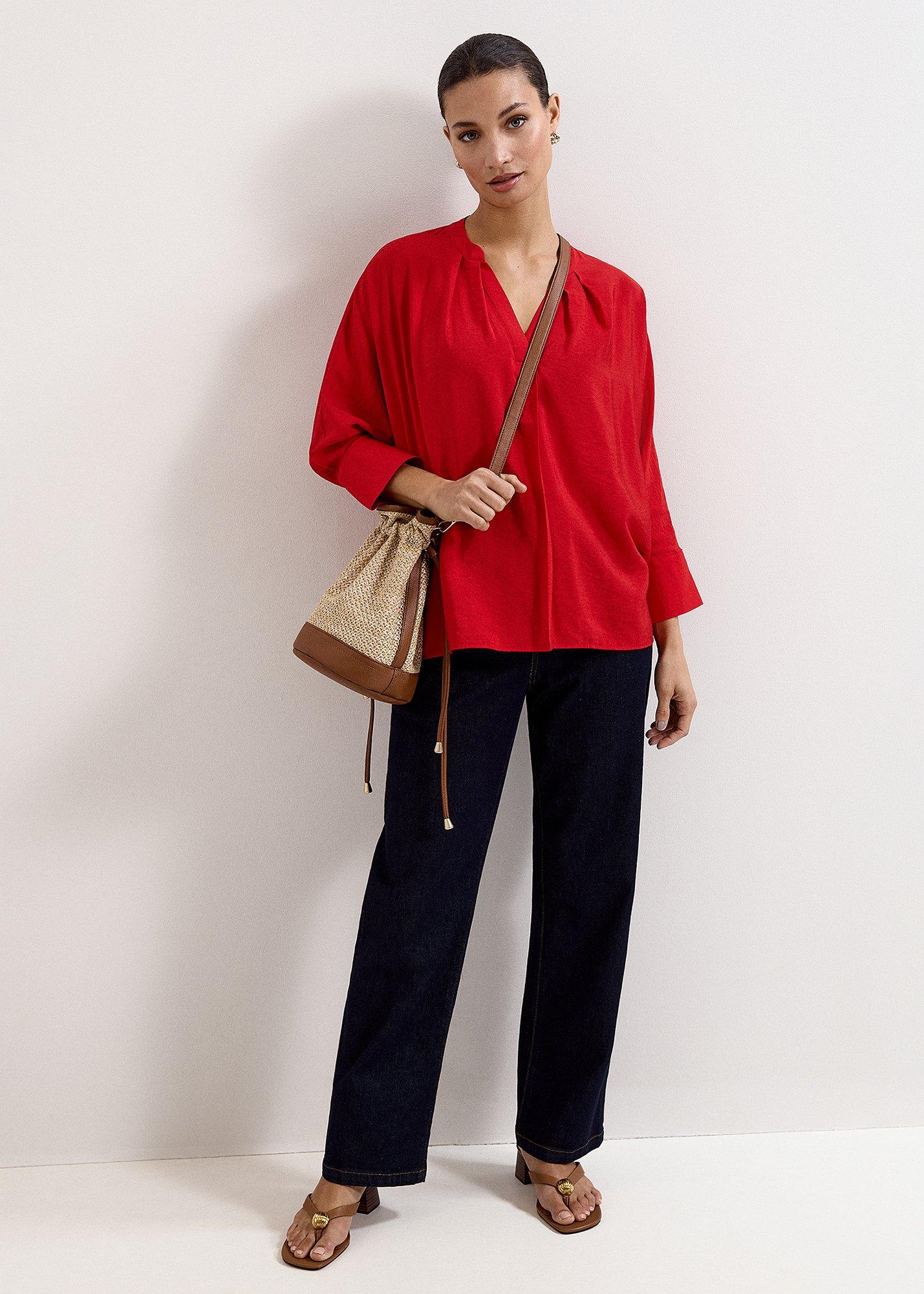 Cynthia Red Batwing Blouse