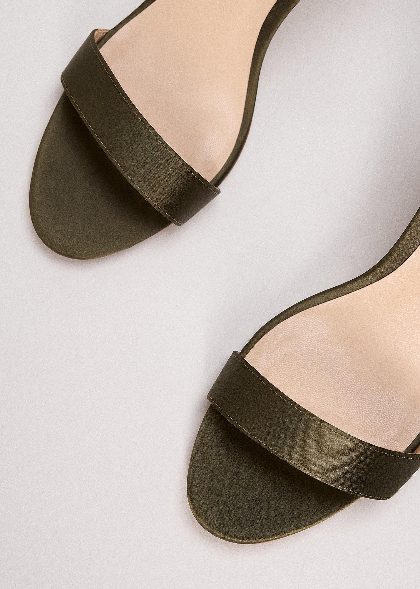 Satin Ankle Strap Heeled Sandals 