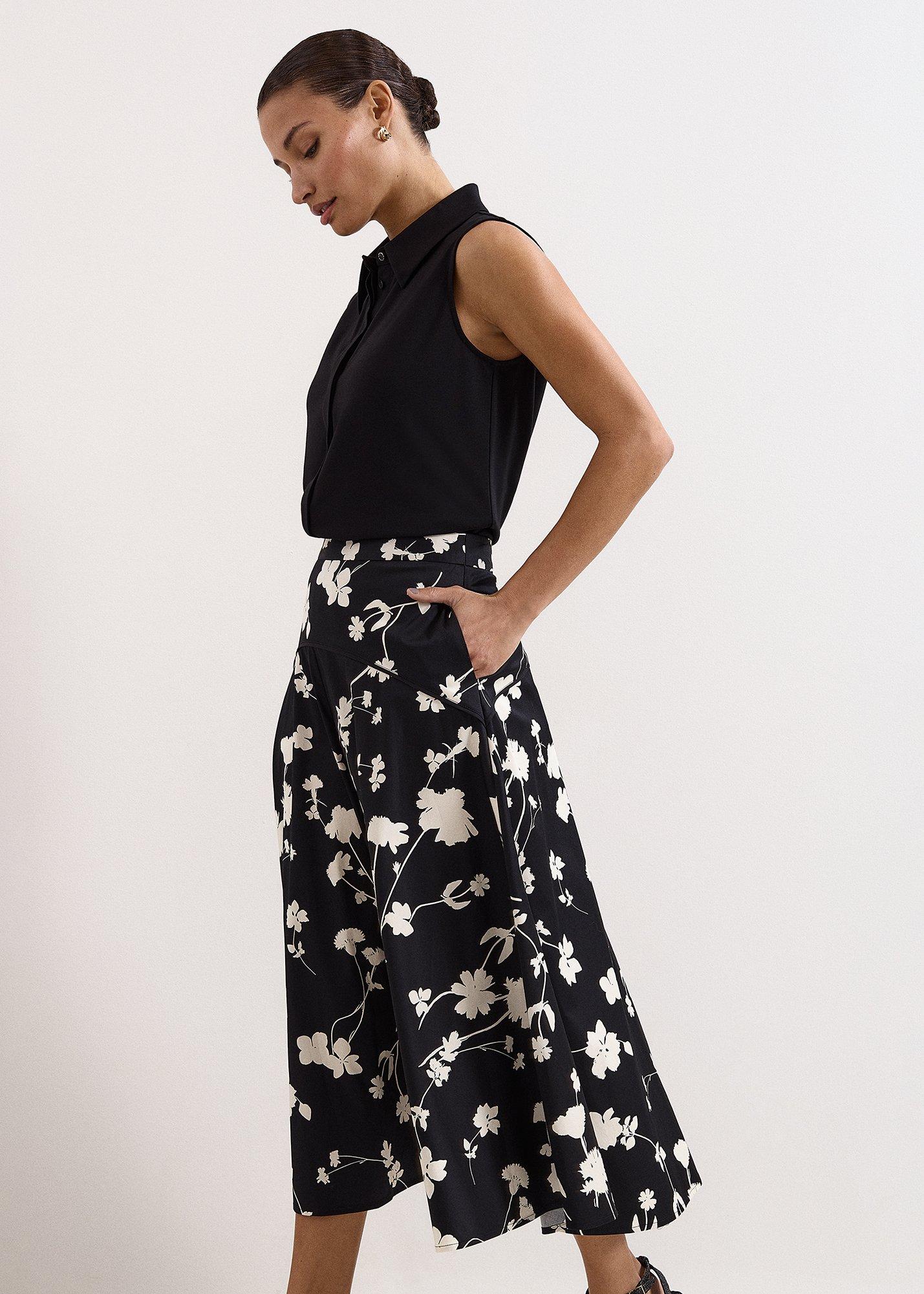 Mavis Black Floral Print Skirt