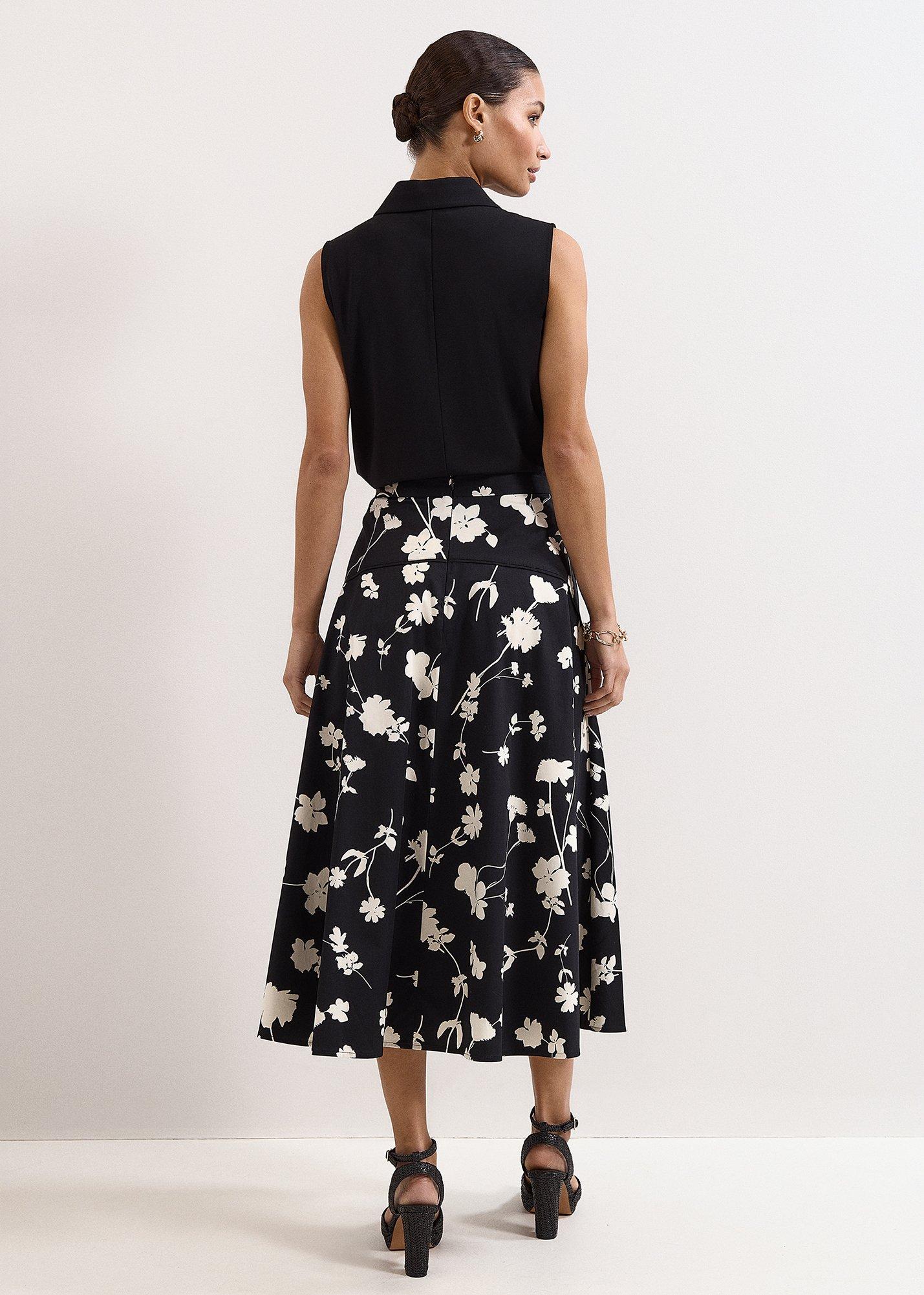 Mavis Black Floral Print Skirt
