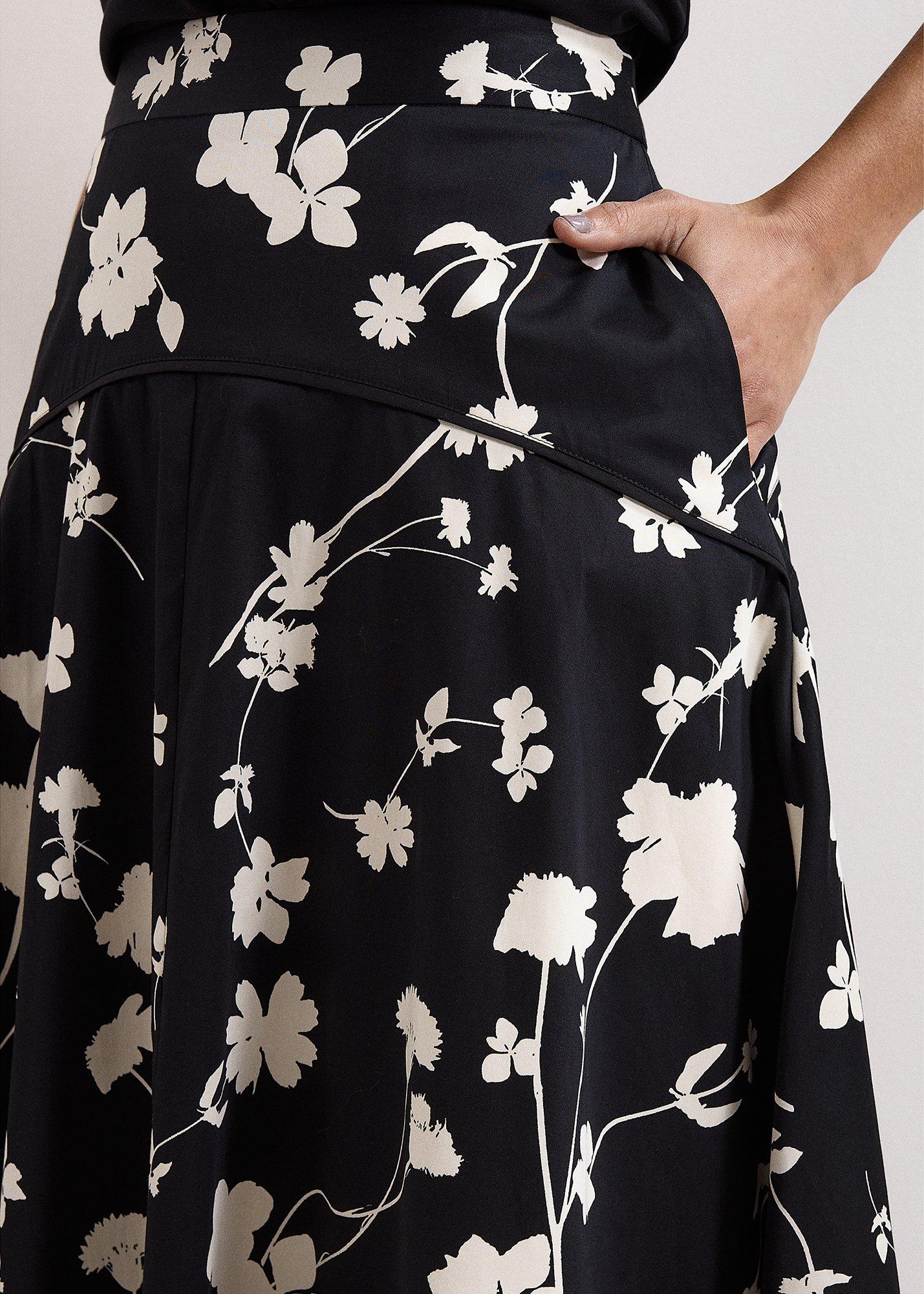 Mavis Black Floral Print Skirt