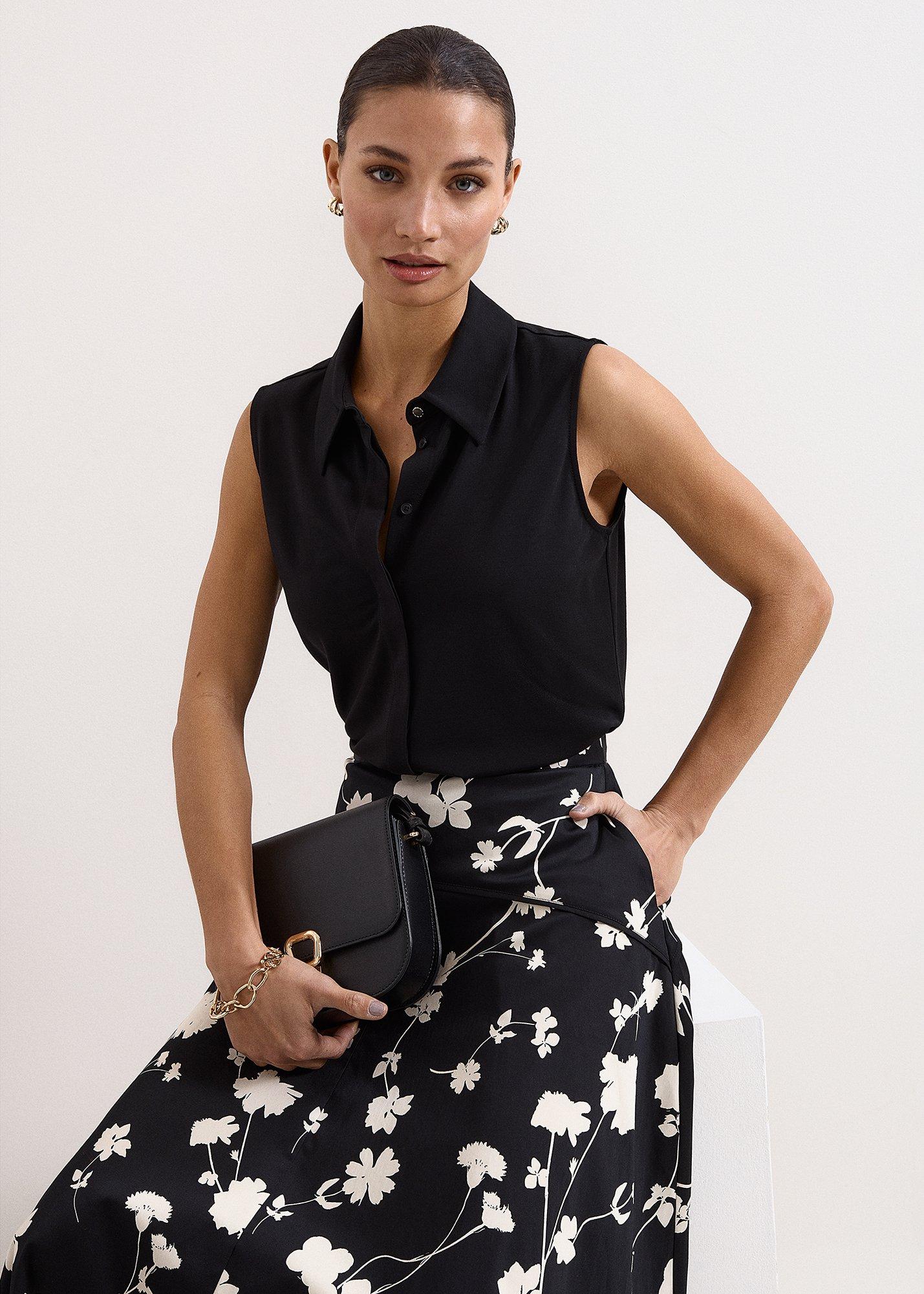 Mavis Black Floral Print Skirt