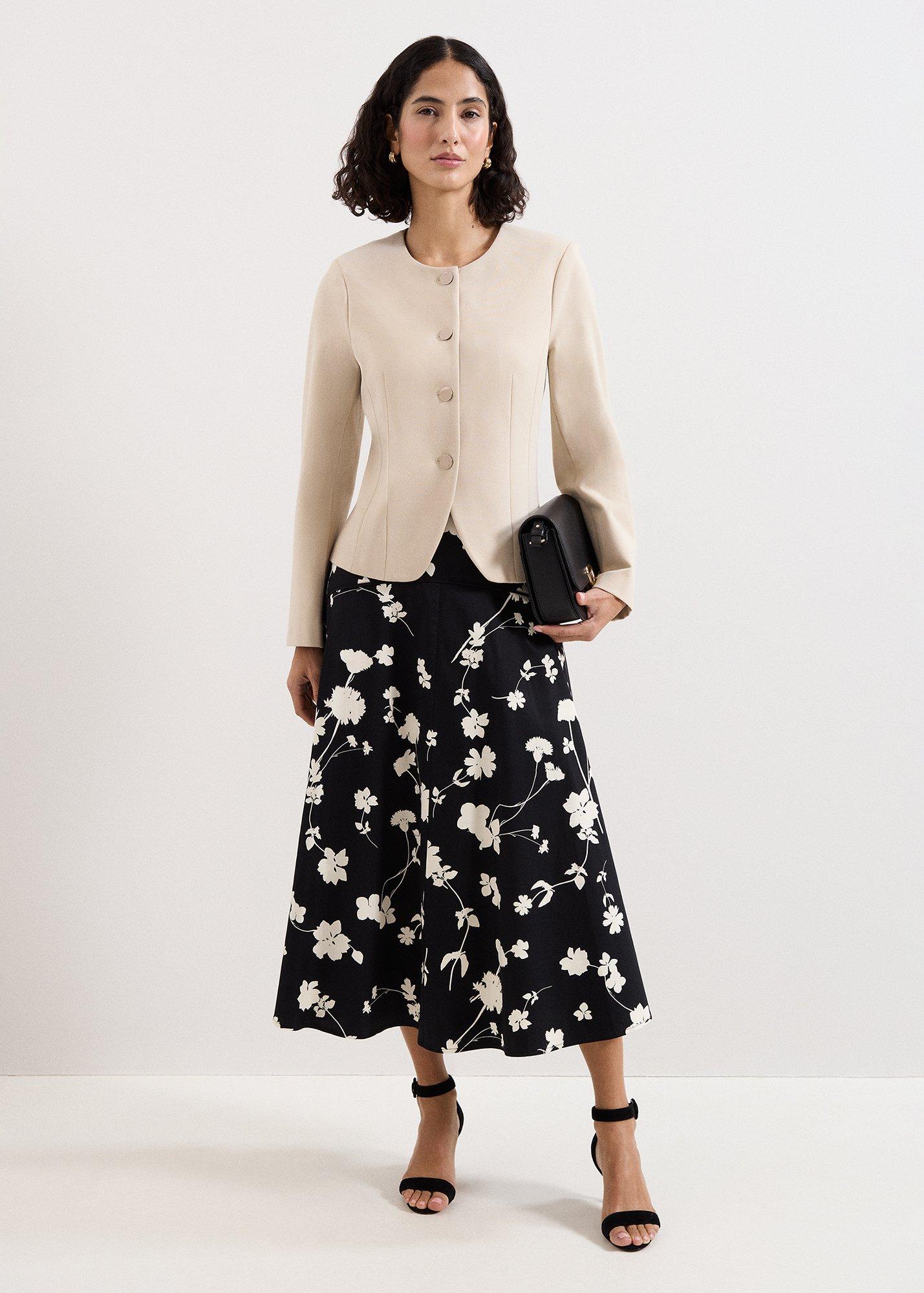 Mavis Black Floral Print Skirt