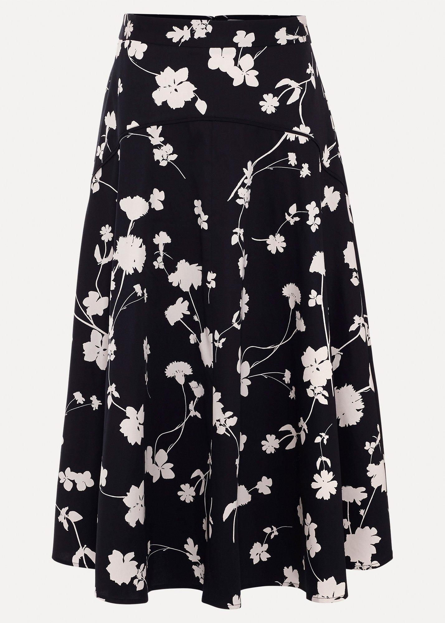 Mavis Black Floral Print Skirt
