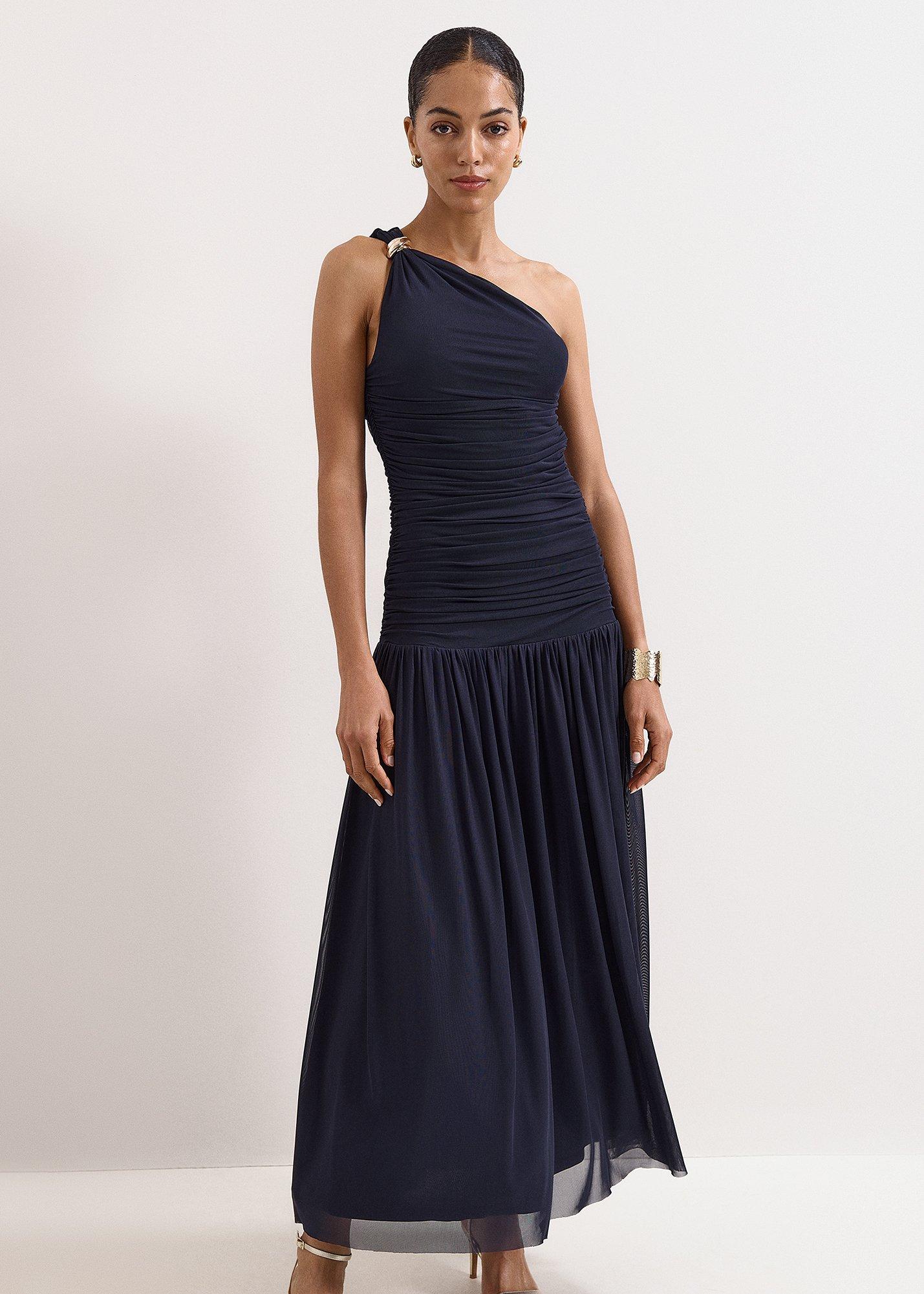 Melina Navy Ruched Dress