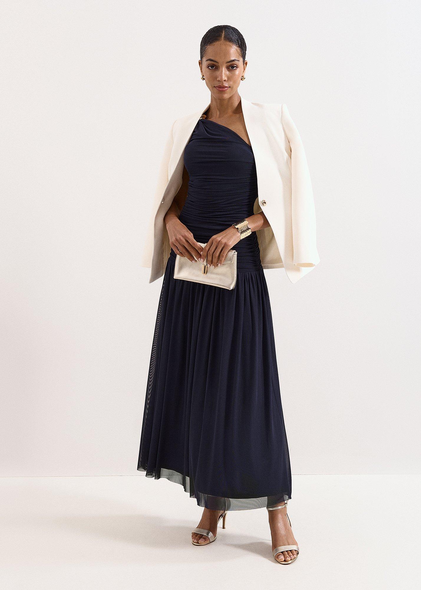 Melina Navy Ruched Dress
