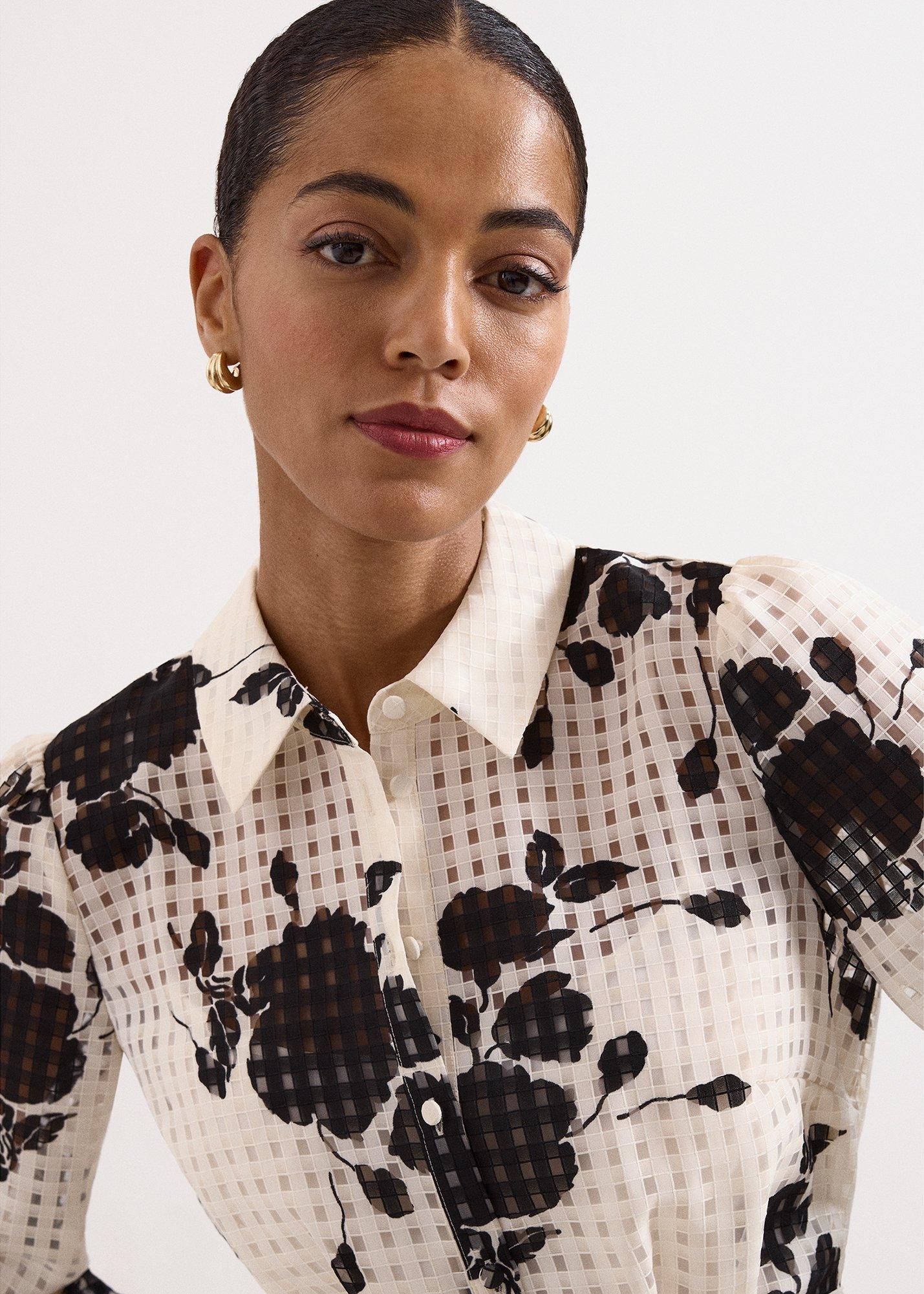 Natalie Ivory Floral Shirt Dress