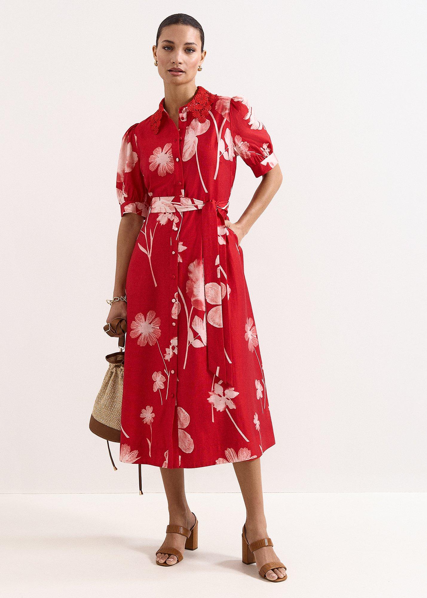 Delphine Red Floral Dress