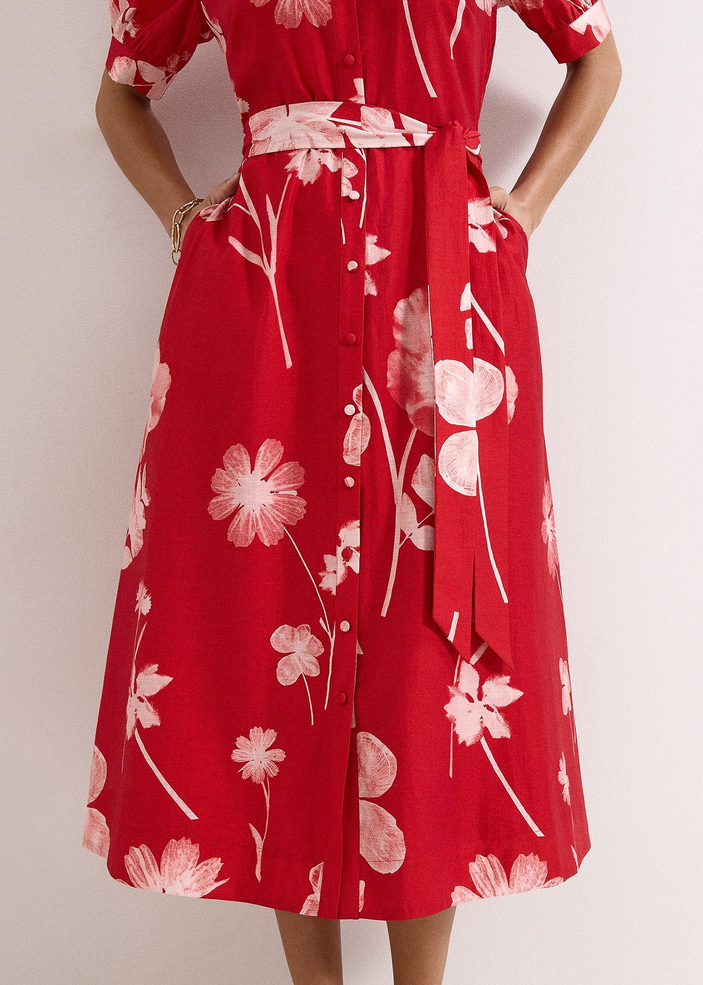 Delphine Red Floral Dress