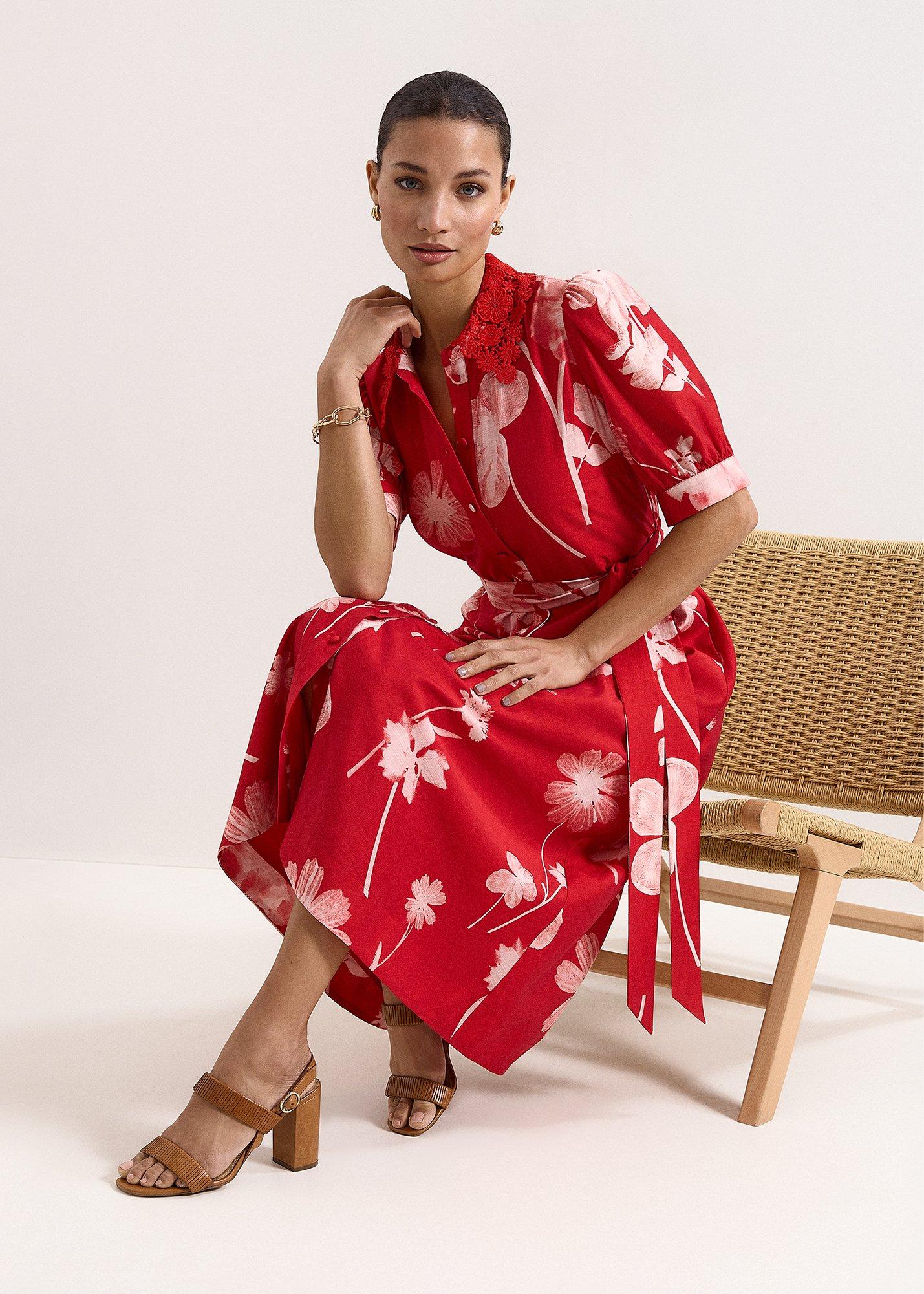 Petite Delphine Red Floral Dress