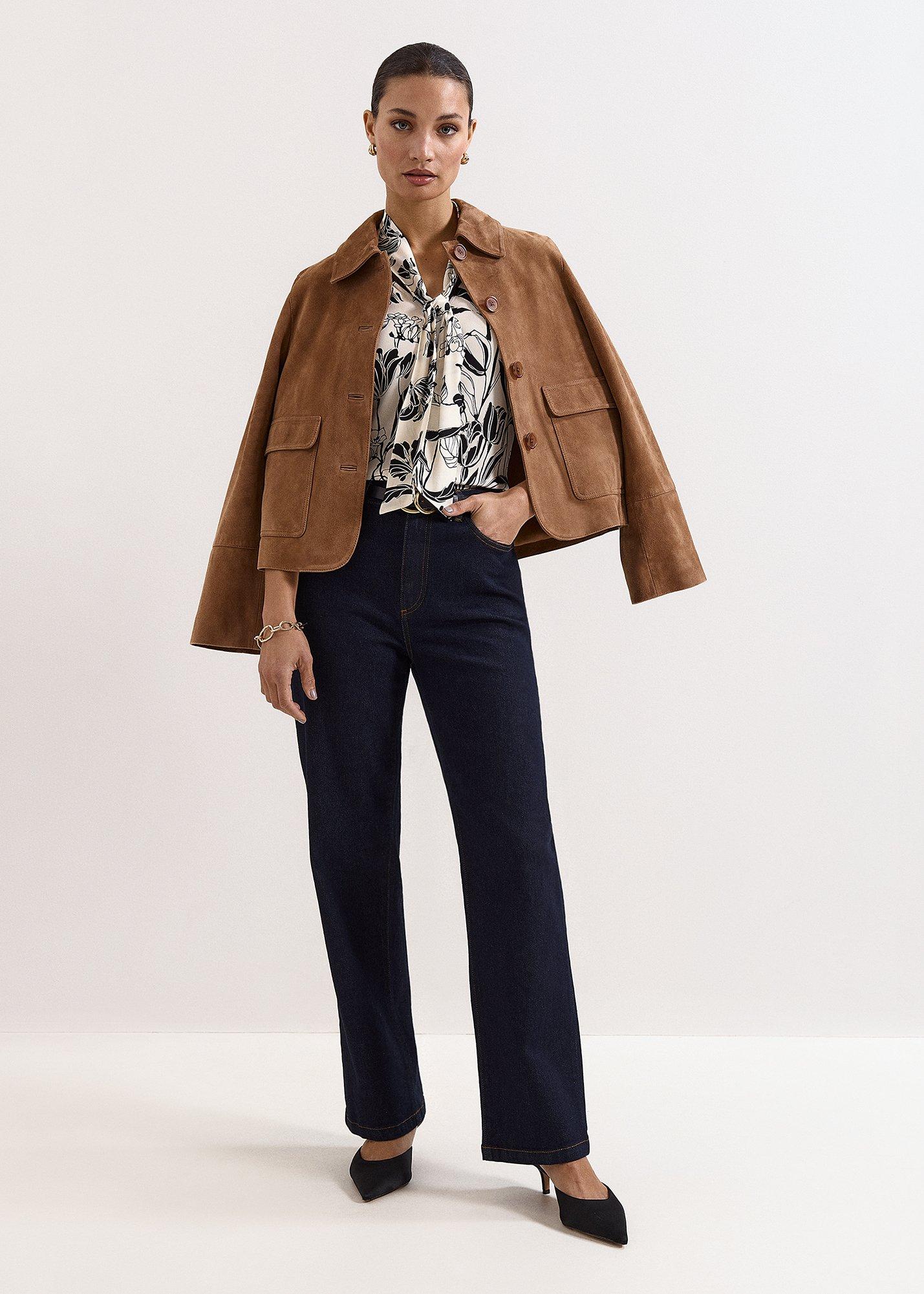 Aisra Lace Trim Printed Blouse