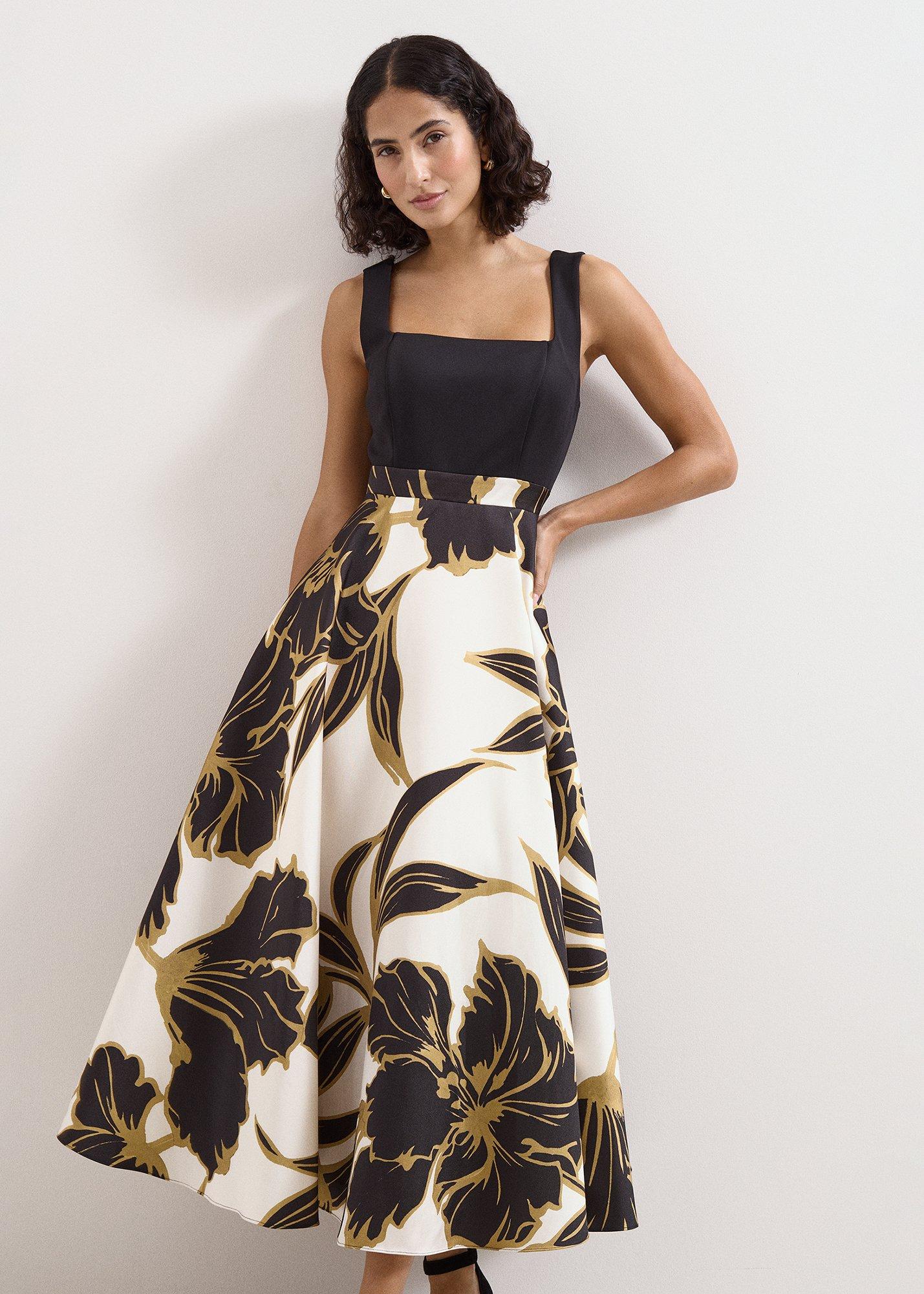 Petite Delie Satin Twill Fit & Flare Dress