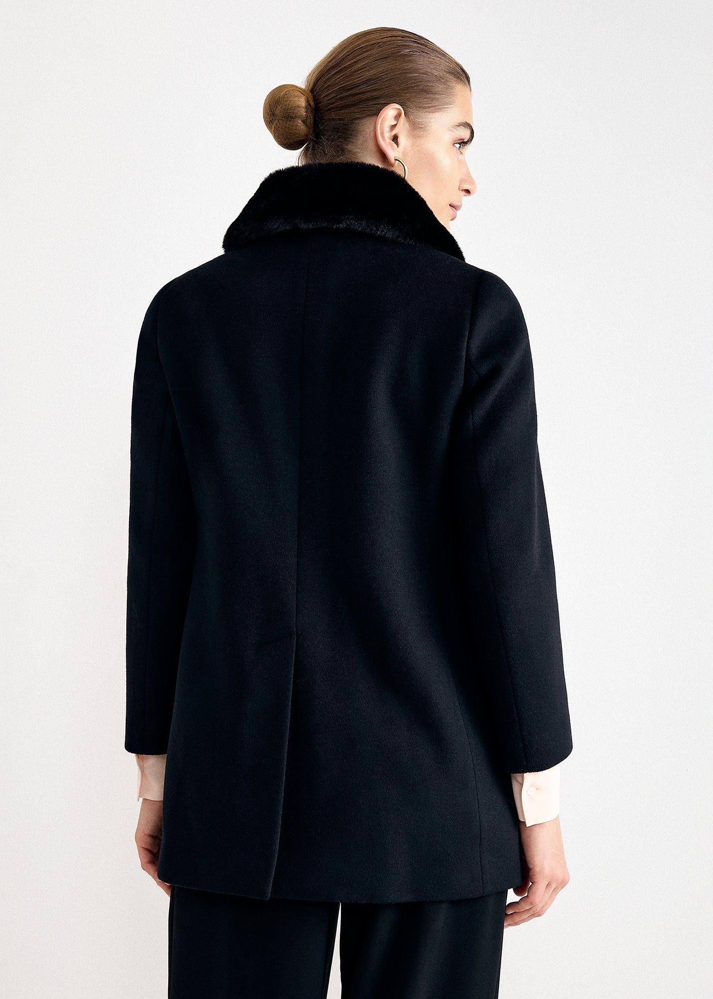 Issy Faux Fur Collar Wool Coat 