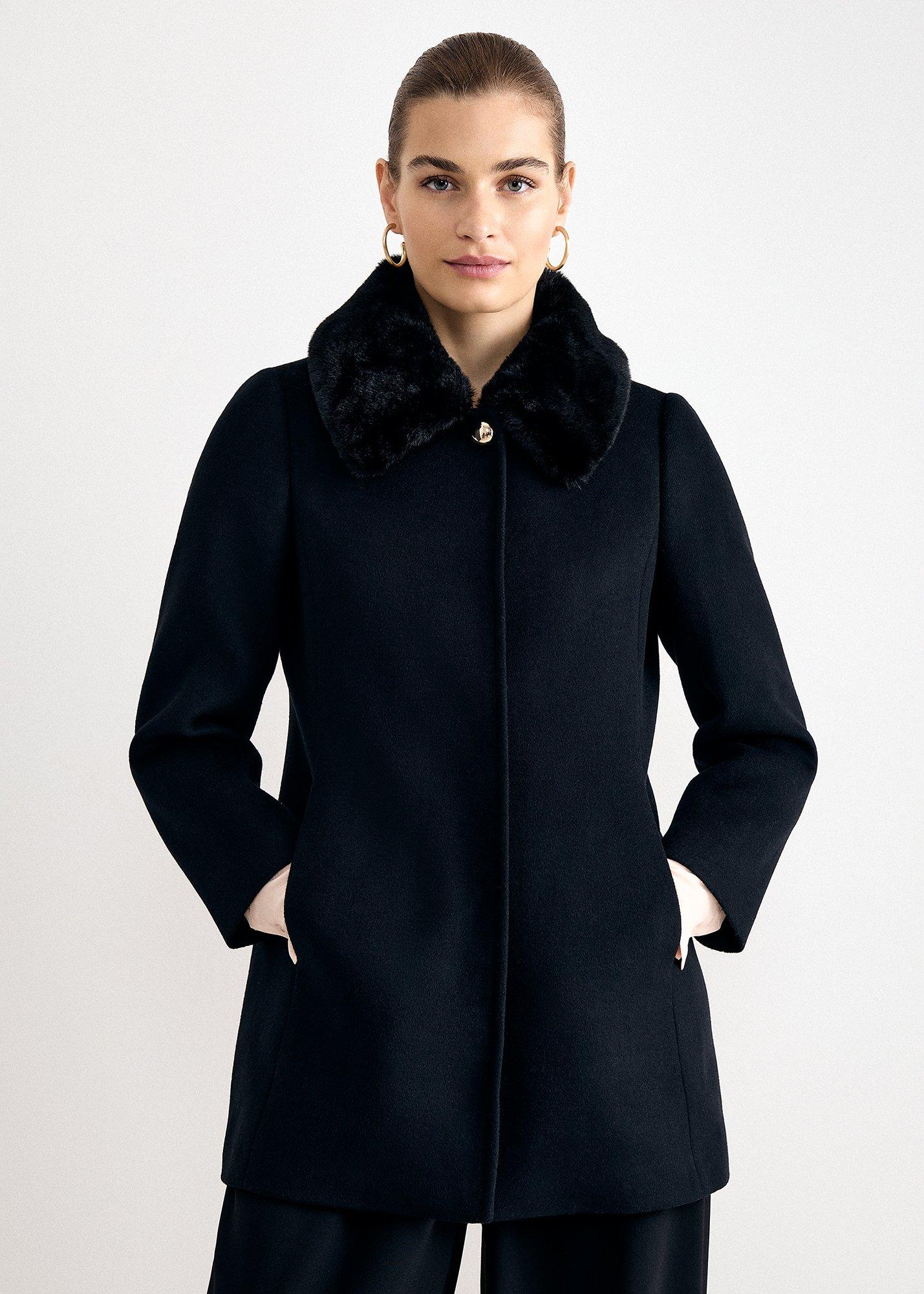 Petite Issy Fur Collar Short Coat