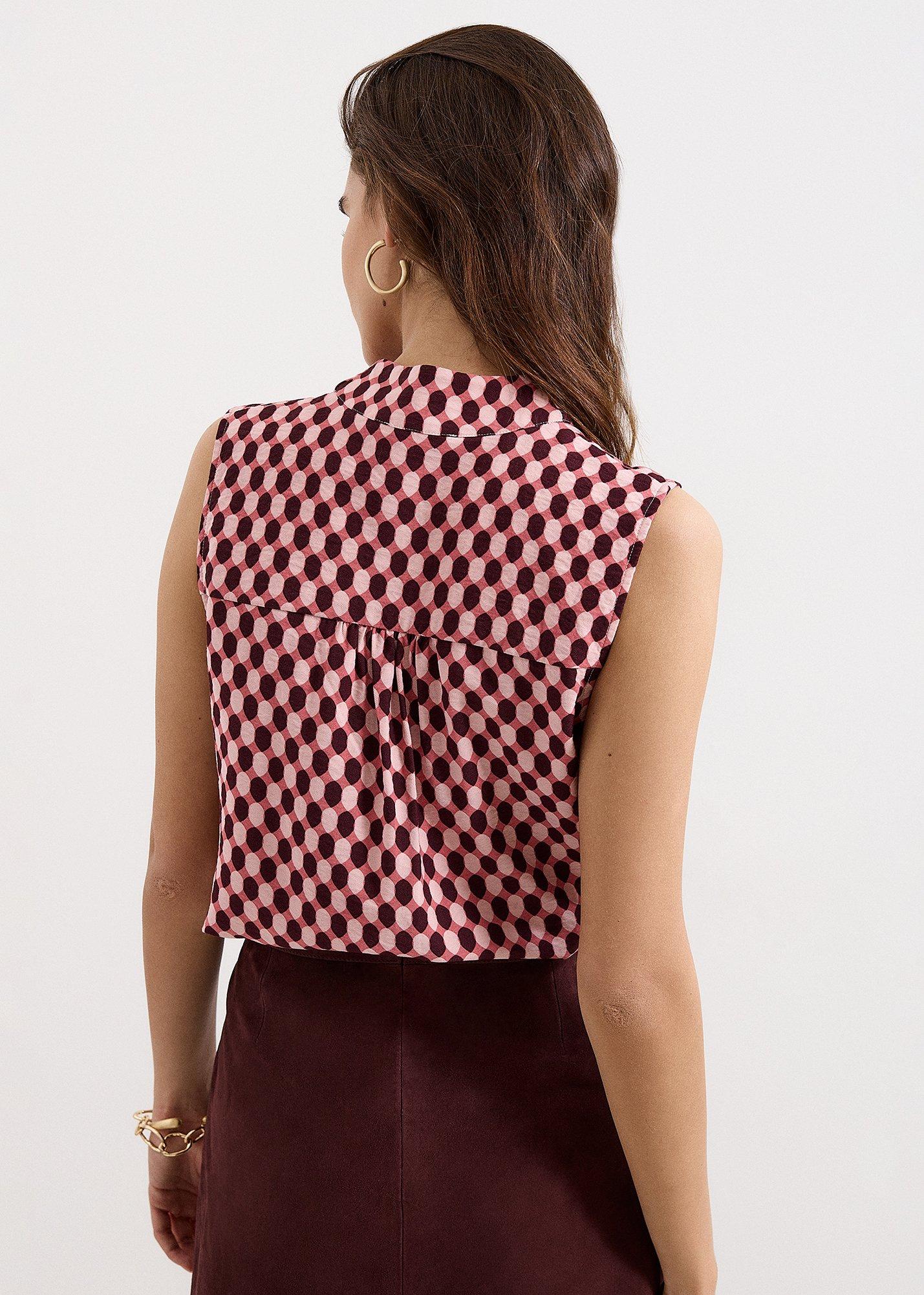 Junie Tie Neck Geo Print Sleeveless Top