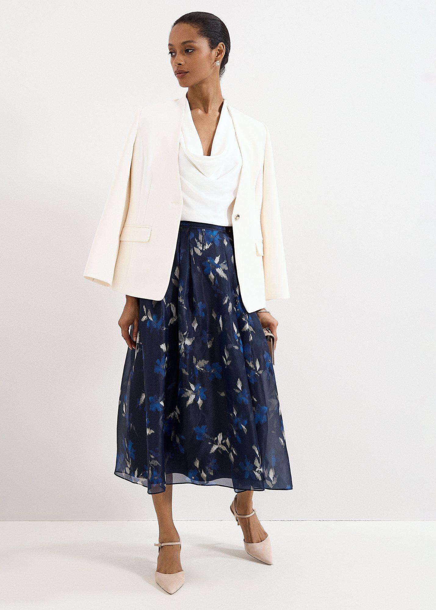 Marella Floral Pleated Midi Skirt