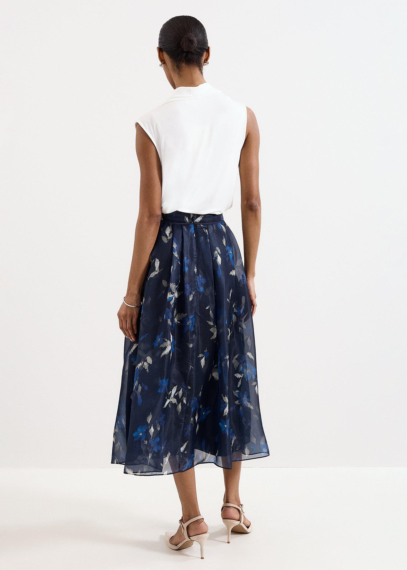Marella Floral Pleated Midi Skirt