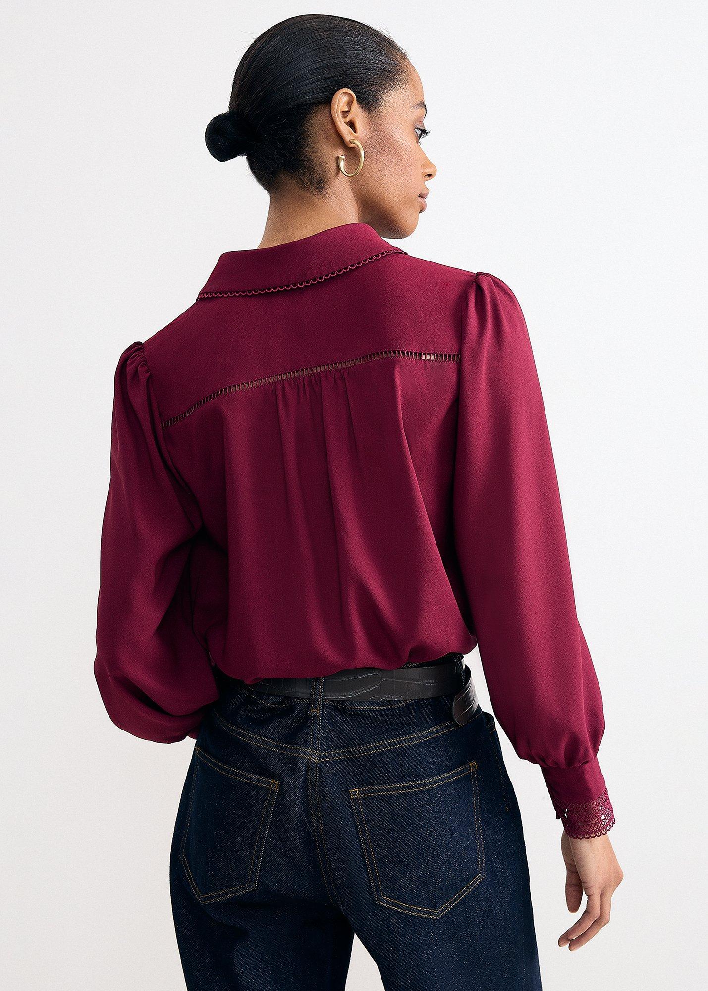 Uma Pink Lace Trim Long Sleeve Shirt