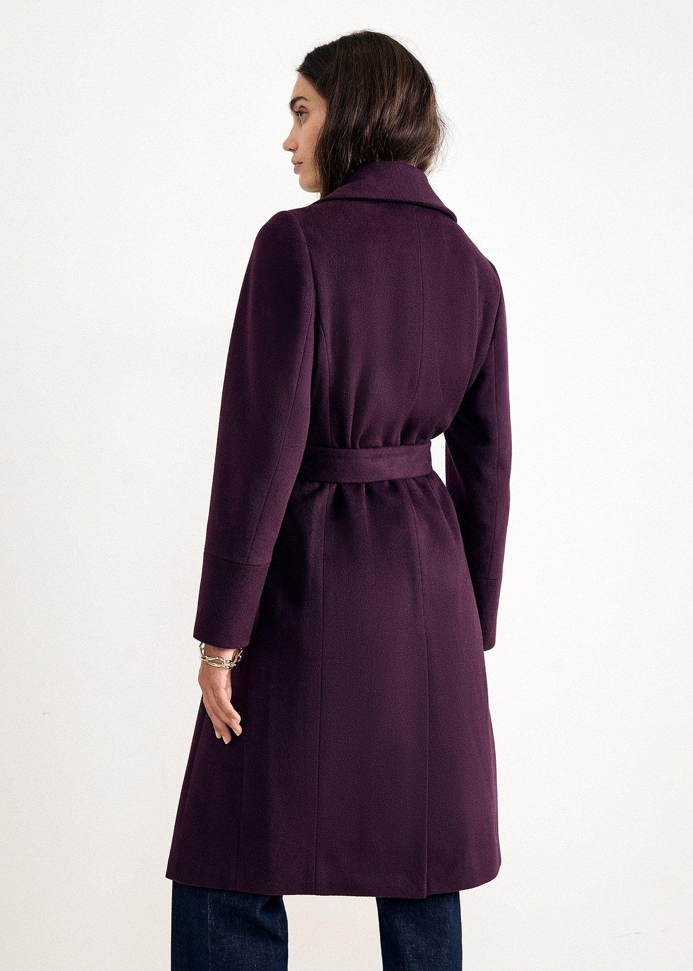 Nicci Dark Burgundy Belted Wool Coat
